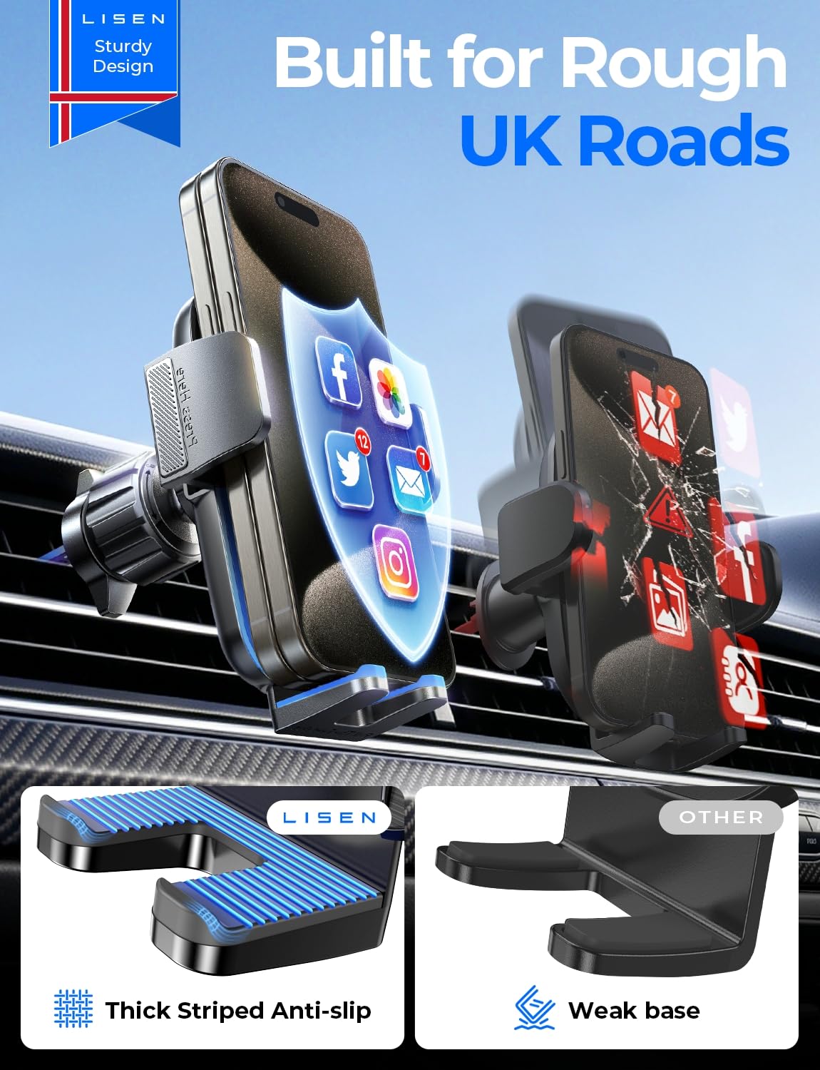 LISEN Best Car Phone Holder for Car Mobile Phone Holder Cars Air Vent