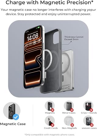 LISEN Power Bank Magsafe, 15 W [Qi2 Certified] 5000 mAh External Battery for Fast Magnetic Charging, [Ultra Slim] iPhone External Battery for Emergency Backup, External Battery for iPhone 17/16/15/14
