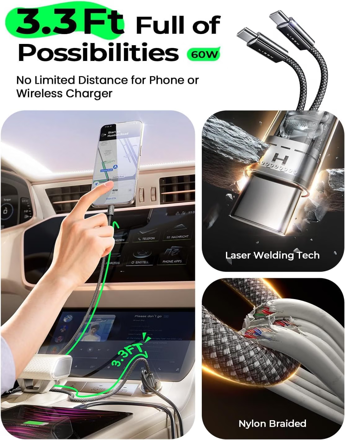 LISEN Car Charger USB C Fast Charge 69W Cigarette Lighter USB Charger 12V [All Metal & Smallest] Car Accessories for Men Women BMW Campervan Car Adapter Socket Gadgets for iPhone 18 Duo Samsung iPad
