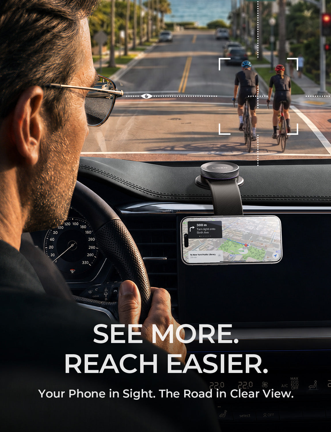 LISEN for MagSafe Car Mount, Magnetic Phone Holder for Car, Vacuum Suction Cup Phone Mount, Magnetic Car Phone Mount 24 Strong Magnets, 360° Adjustable Memory Alloy Bendable Arm for iPhone 17 Pro Max