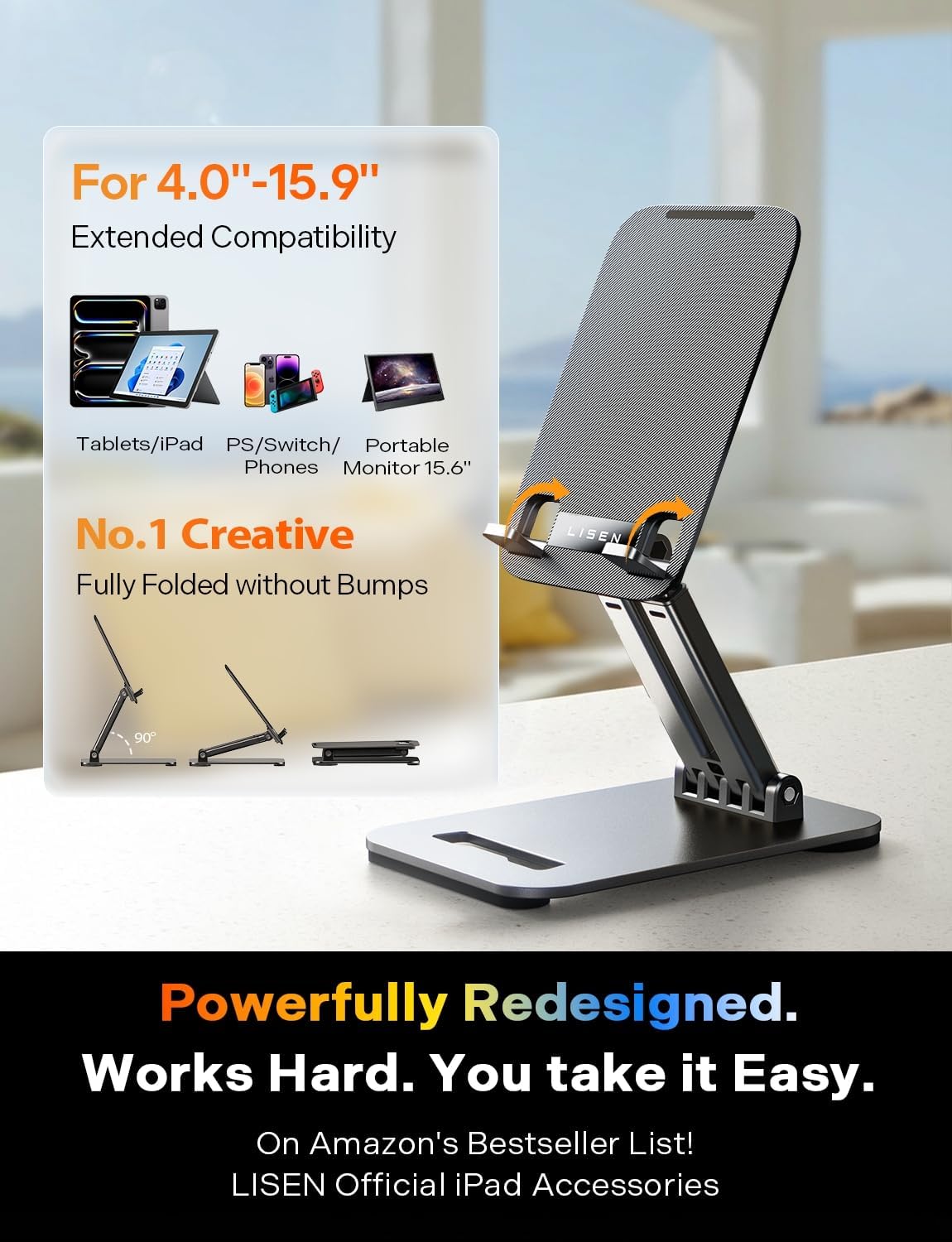 LISEN for iPad Tablet Stand for Desk Portable Monitor Stand iPad Holder