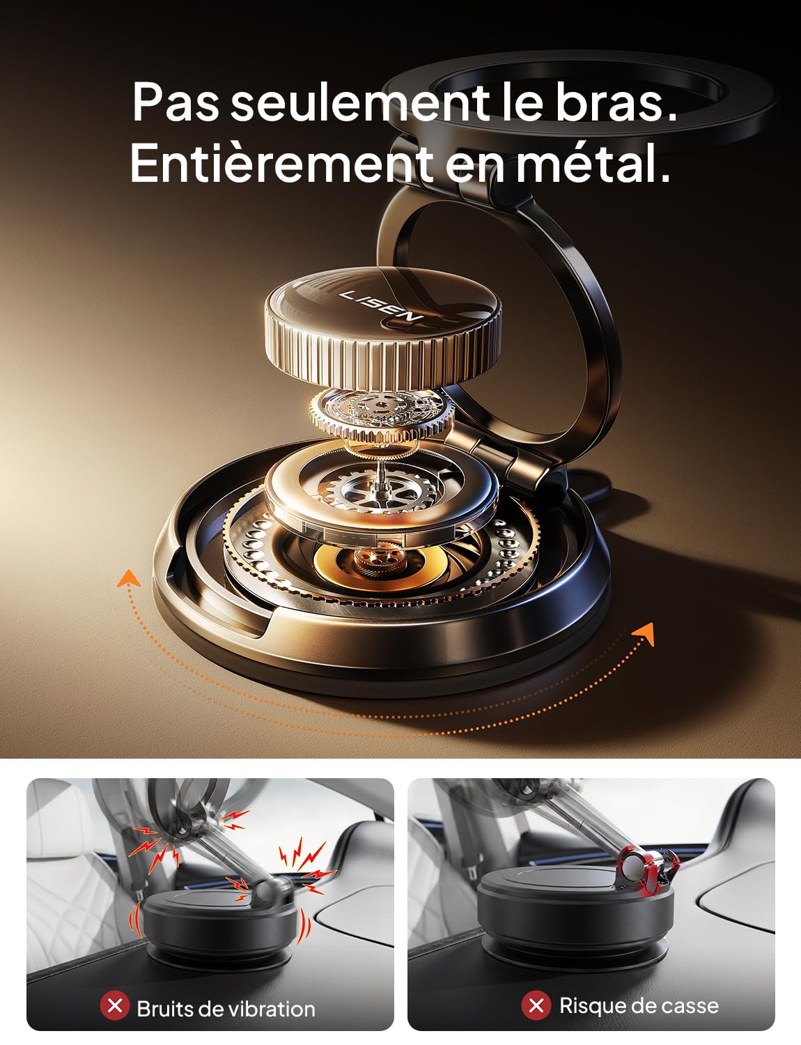 LISEN [100% Metal Magnetic Car Phone Holder for iPhone