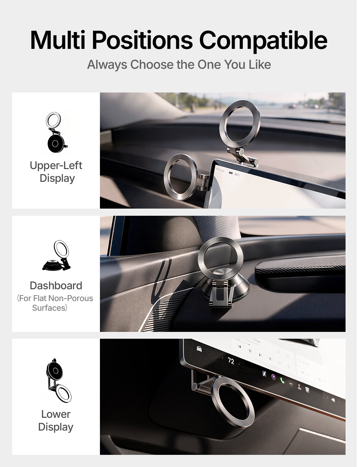 LISEN Tesla Phone Mount for Car [Ultra Suction], Hands Free Magnetic Phone Holder for Tesla 3 Y S X Screen Dashboard, only for iPhone 18 17 16 15 Pro Max Mini & Magsafe Cases Only