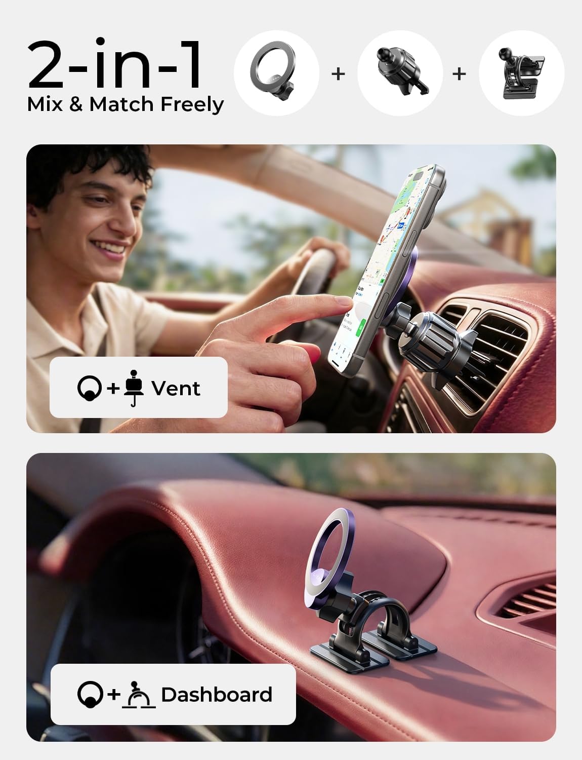 LISEN for iPhone 18 Pro Max Car Mount Holder Magnets Magnetic for MagSafe Car Mount Vent Dashboard Magnet Cell Phone Holder Mounts Car Accessories fit iPhone 18 Pro Max 17 16 15 14 13 12 Purple