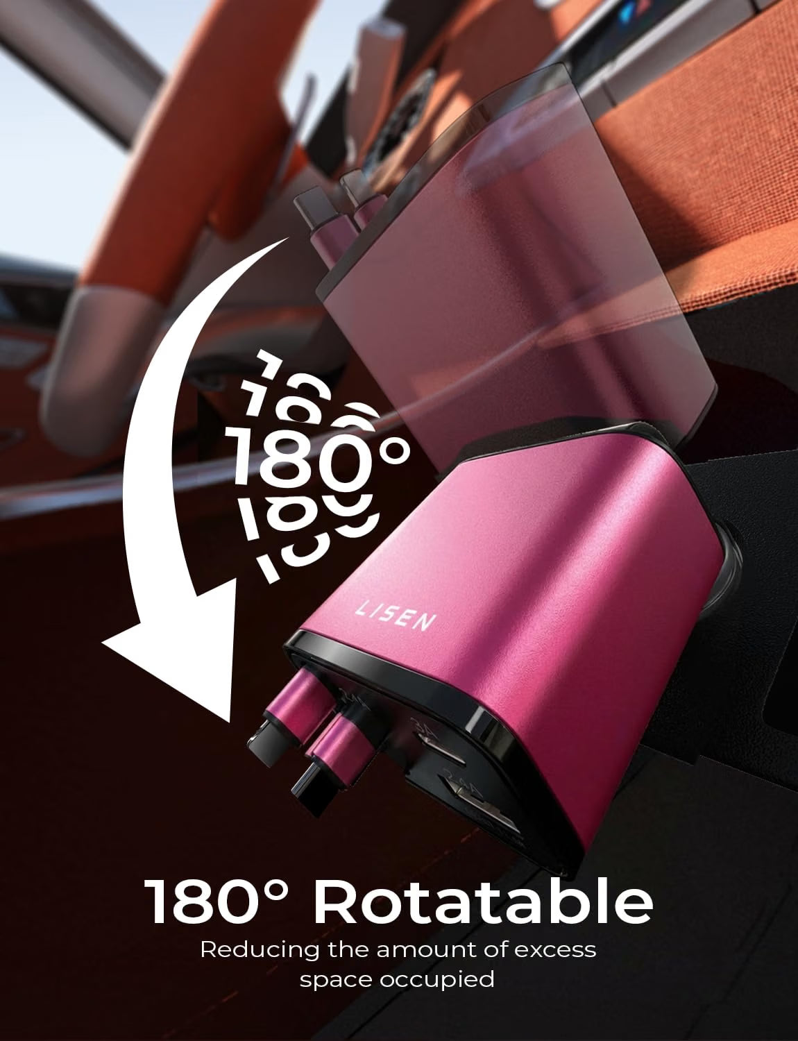 LISEN Retractable Car Charger, 84W Car Charger USB C Fast Charger Adapter, Car Accessories for Men Women, Gifts for Fathers Day for Men Dad Husband, for iPhone 17 16 15 14 13 12 Pro Max, Pink-Black