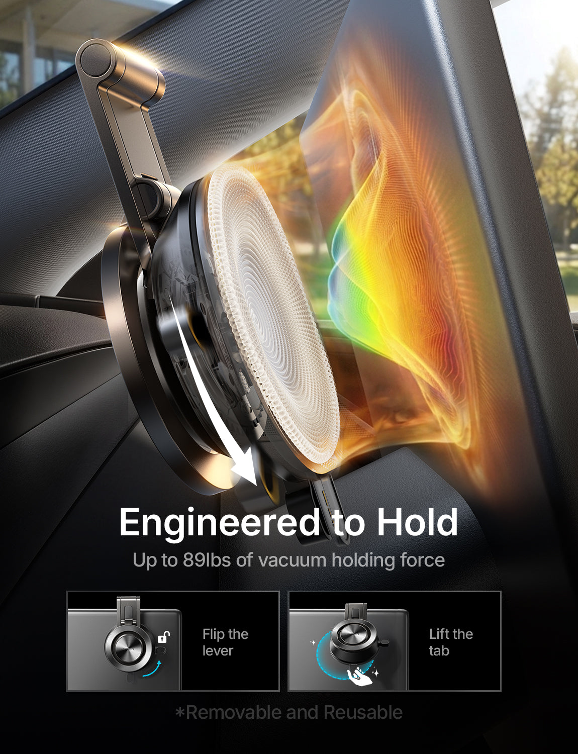 LISEN Tesla Phone Mount [Integrated and High-Efficiency] Magsafe Car Mount
