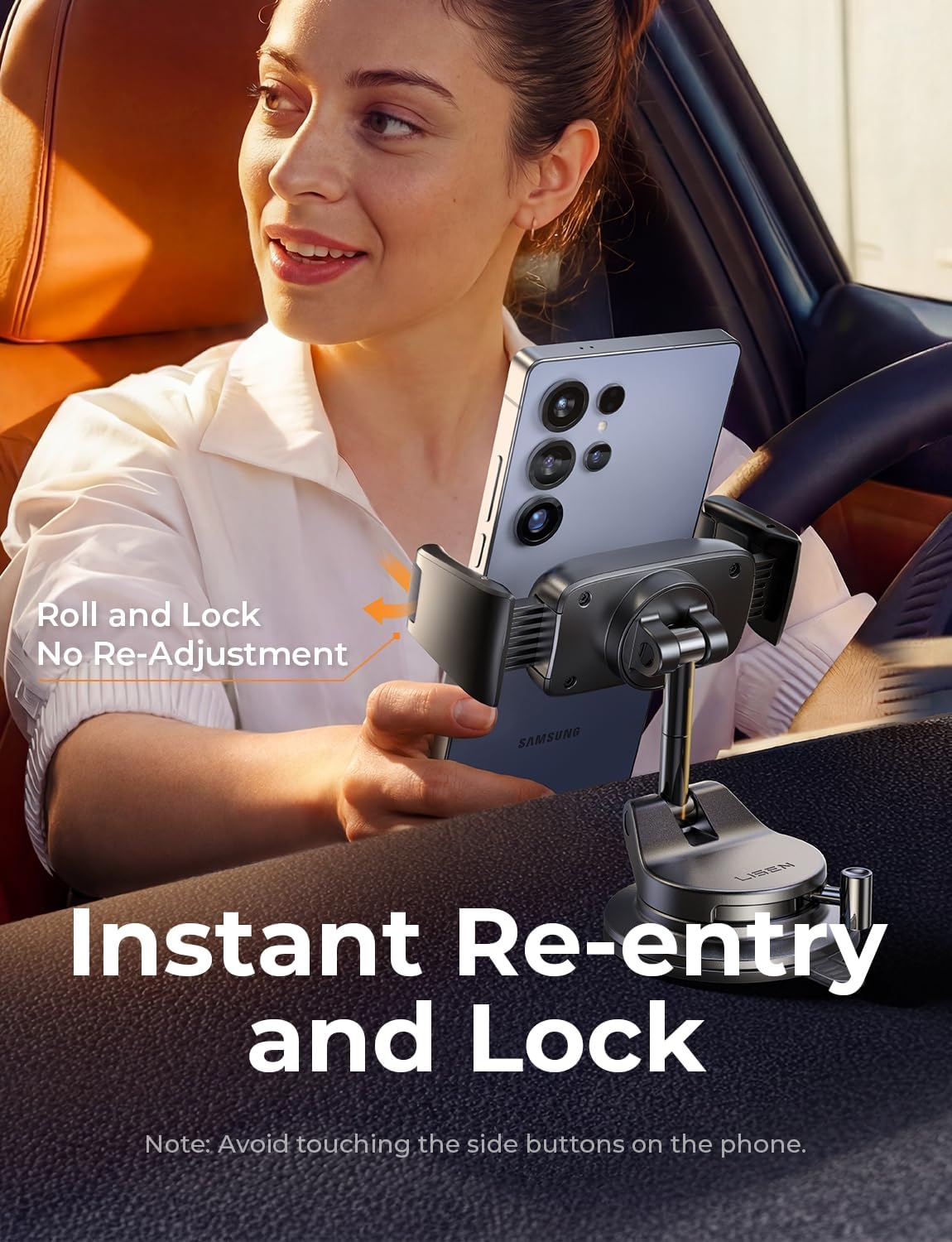 LISEN Suction Phone Mount for Car，Auto-Adjusting Phone Holder