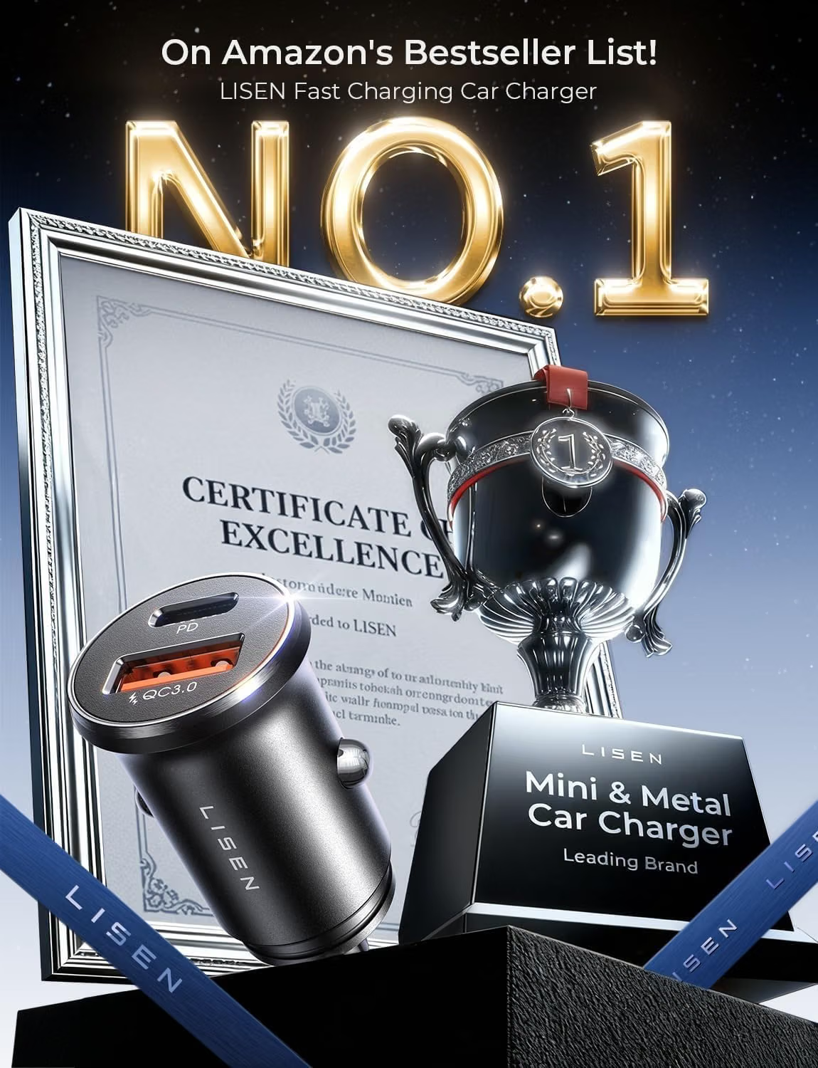 LISEN Car Charger USB C Fast Charge 69W Cigarette Lighter USB Charger 12V [All Metal & Smallest] Car Accessories for Men Women BMW Campervan Car Adapter Socket Gadgets for iPhone 18 Duo Samsung iPad