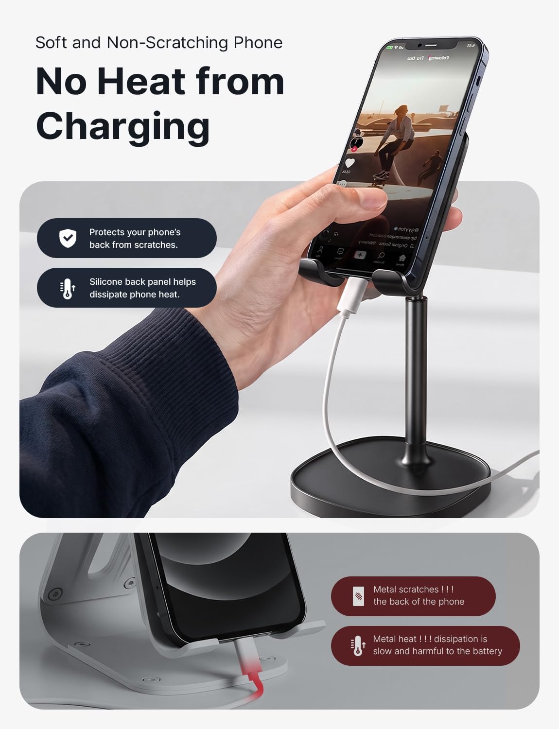 LISEN Cell Phone Stand Phone Holder for Desk, Work From Home Essentials Men