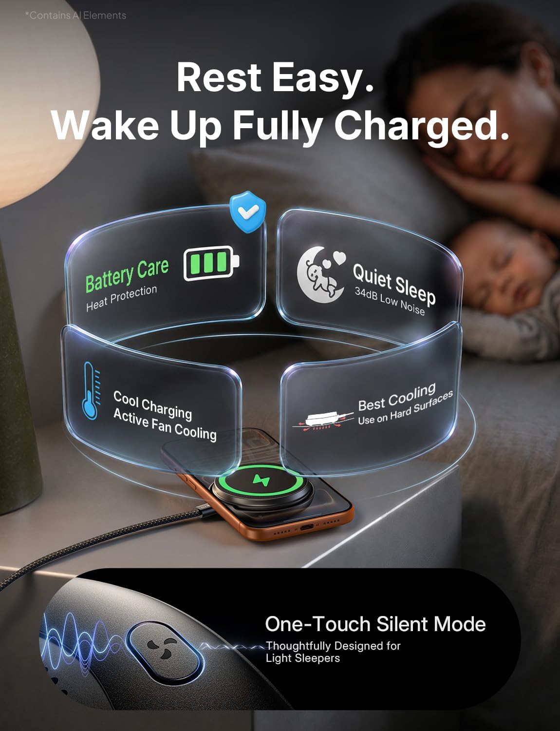 LISEN Qi2.2 25W MagSafe Wireless Charger for iPhone 17/16, Not for Android