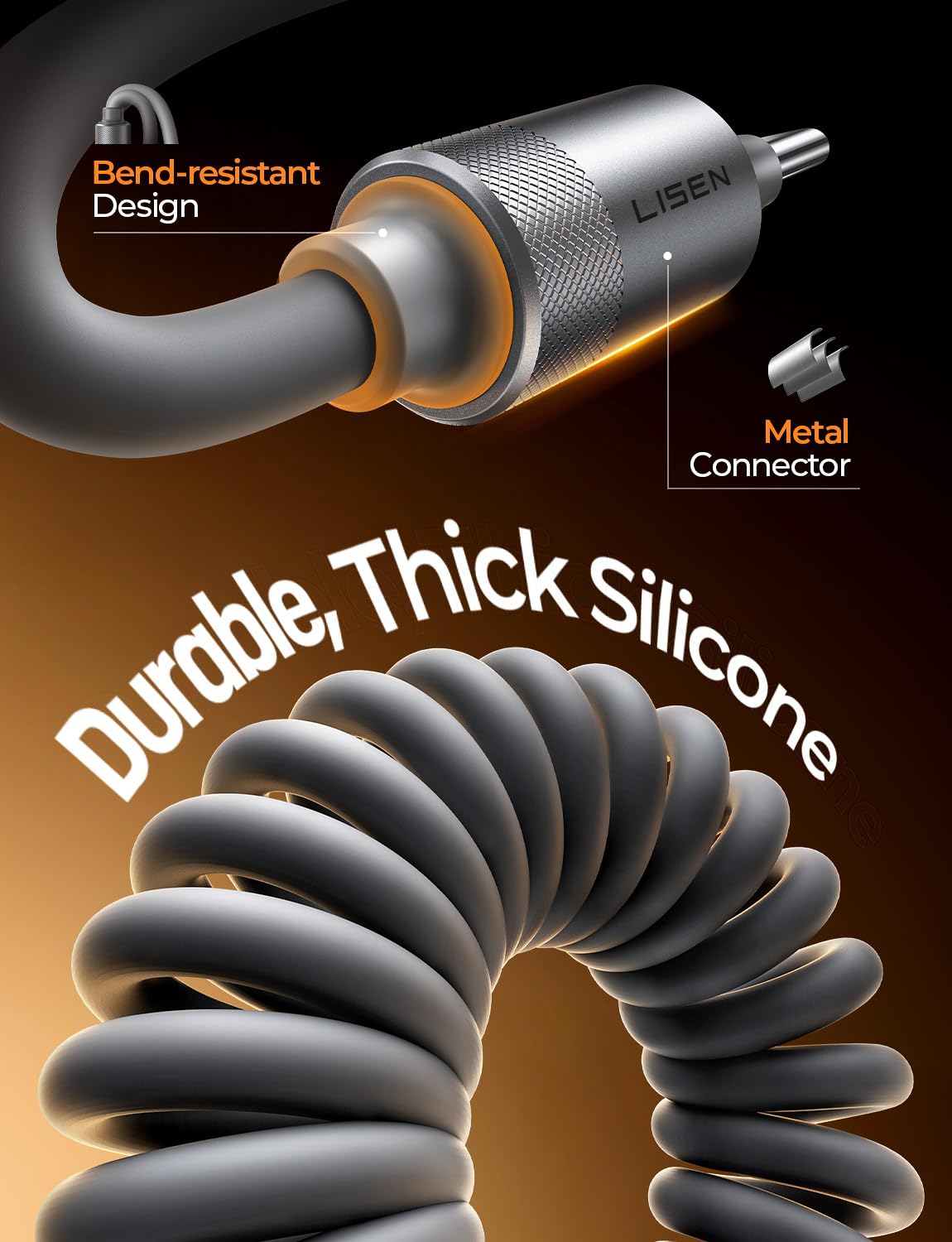 LISEN Coiled USB A to C Cable (2 Pack)