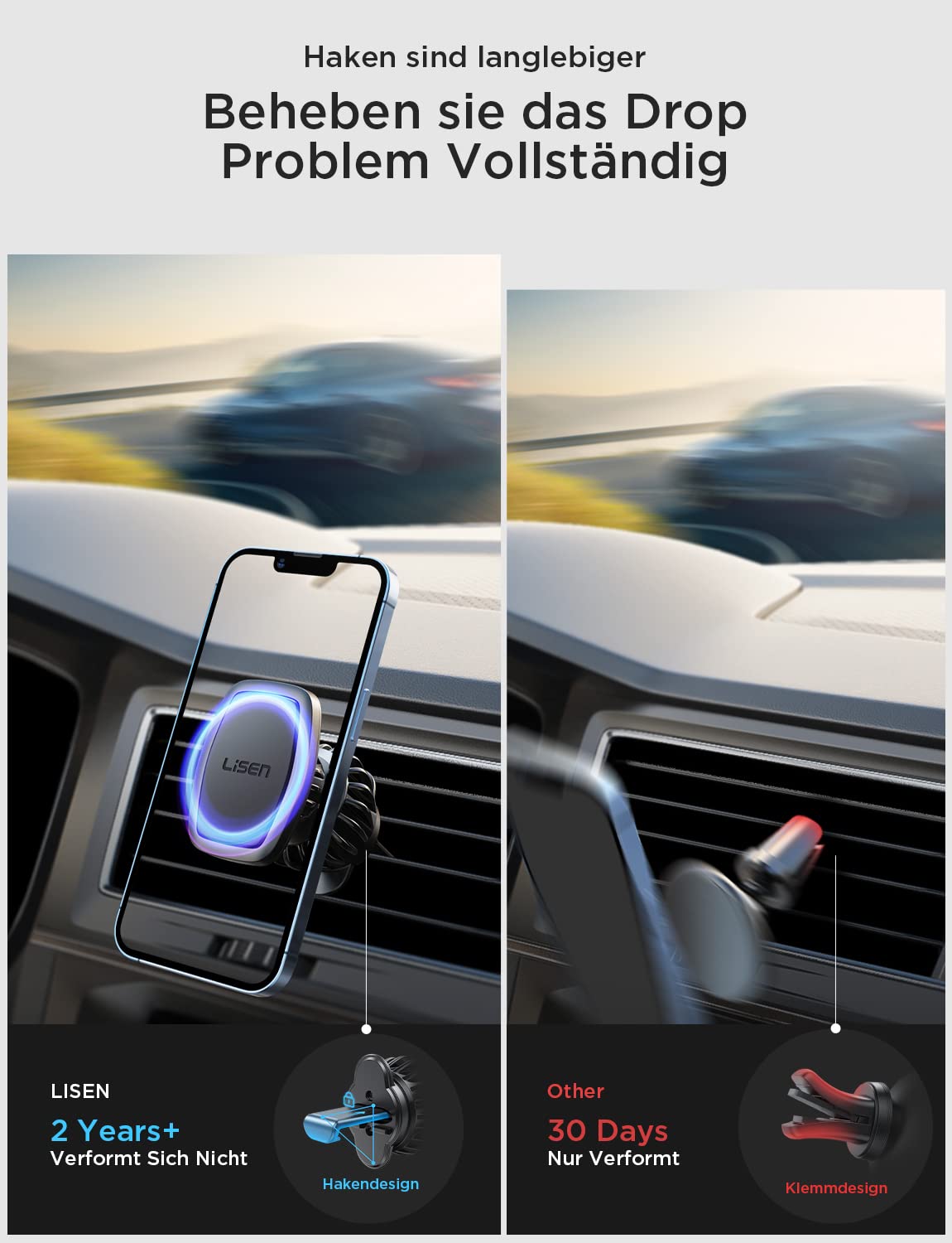 LISEN Handyhalterung Auto Magnet 2026 Upgraded Clamp Handyhalter Auto