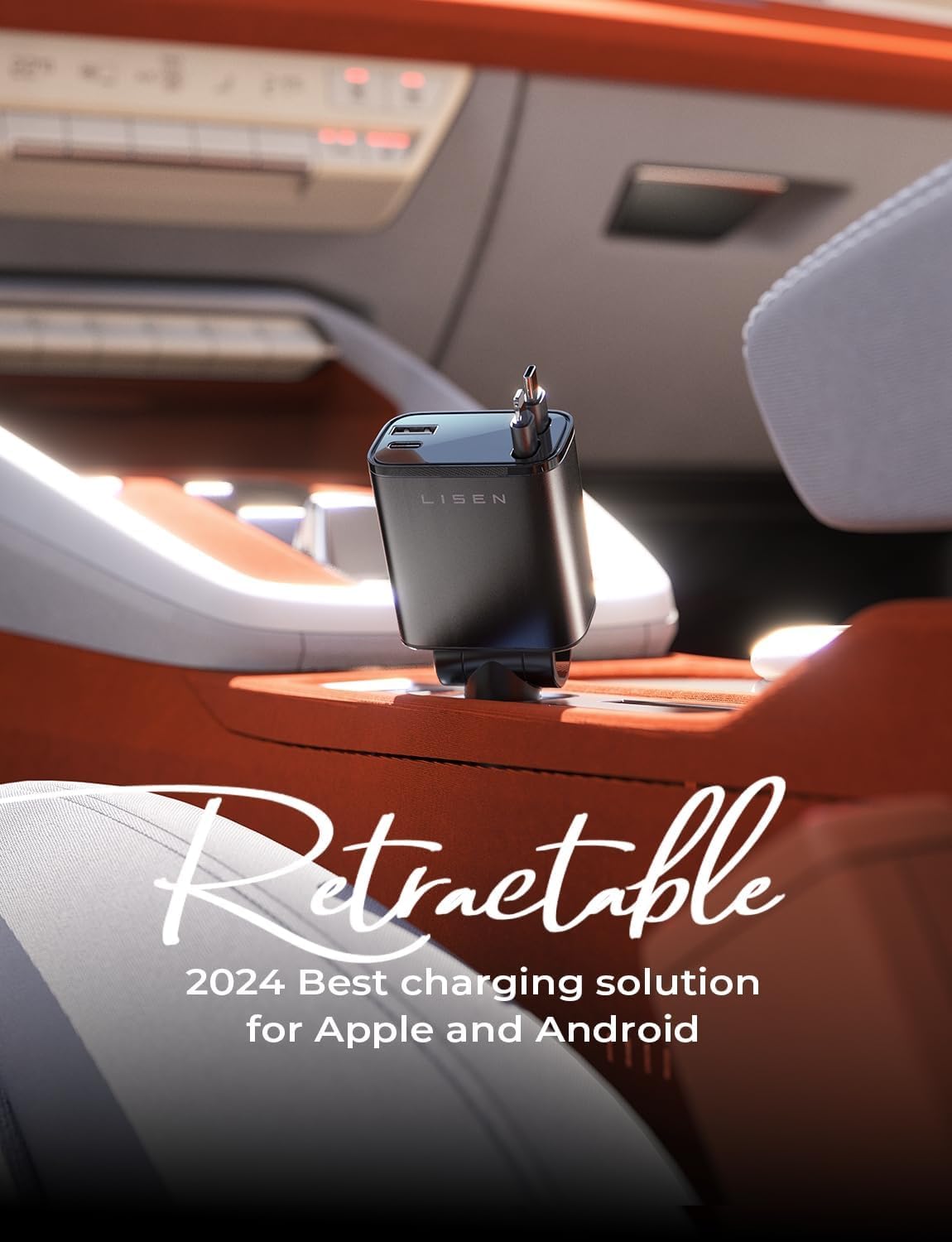 LISEN Retractable Car Charger for iPhone 17