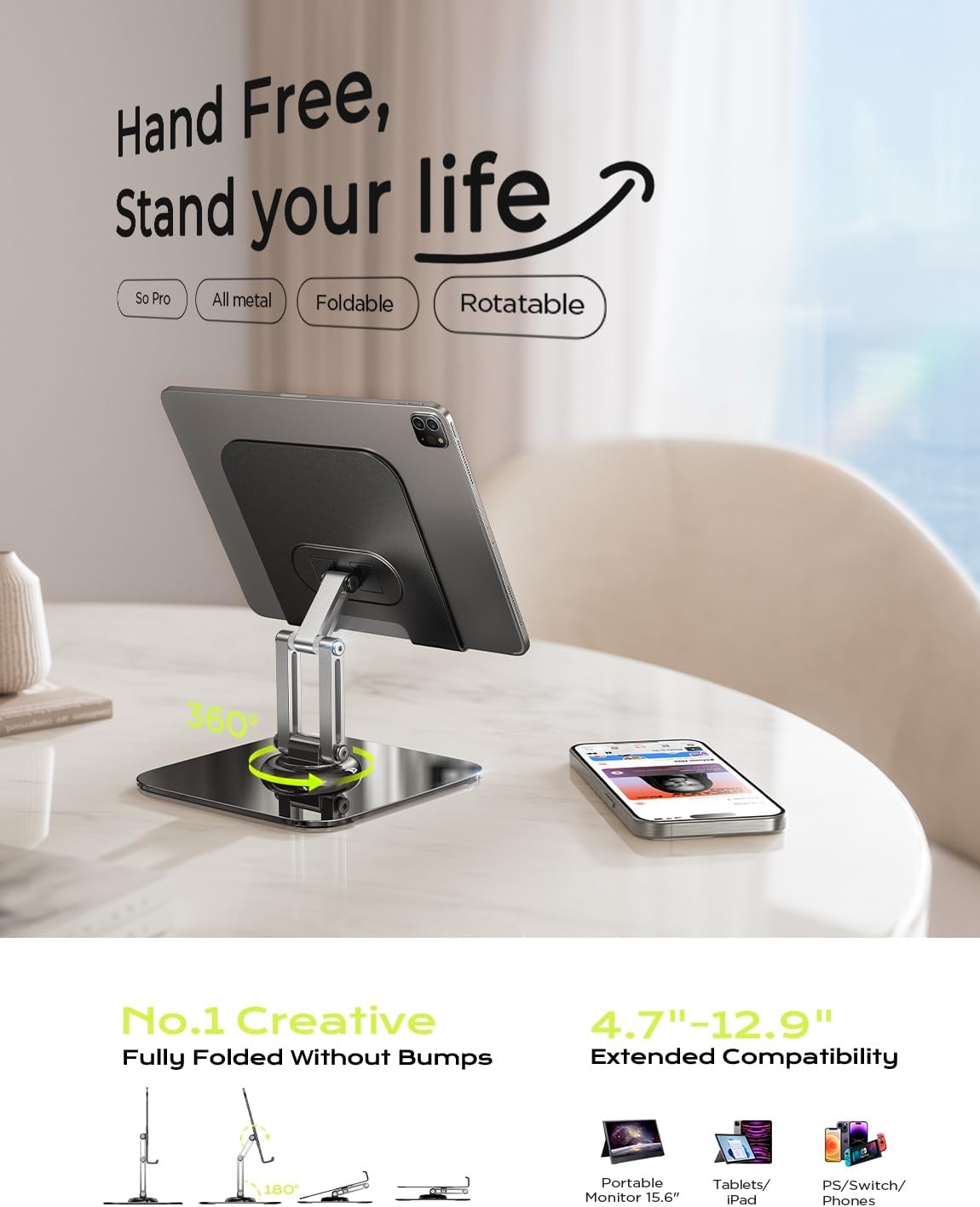 LISEN for iPad Stand Holder Adjustable Tablet Stand for Desk