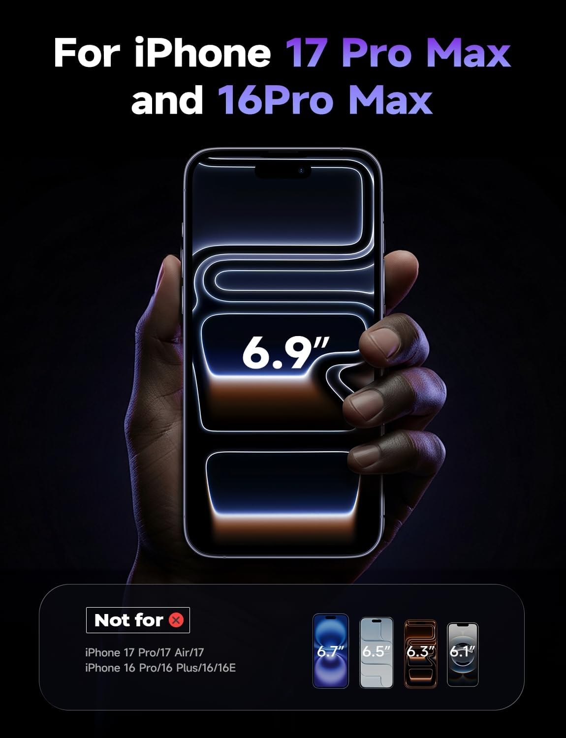 LISEN 2 Pack for iPhone 17 Pro Max/iPhone 16 Pro Max Screen Protector