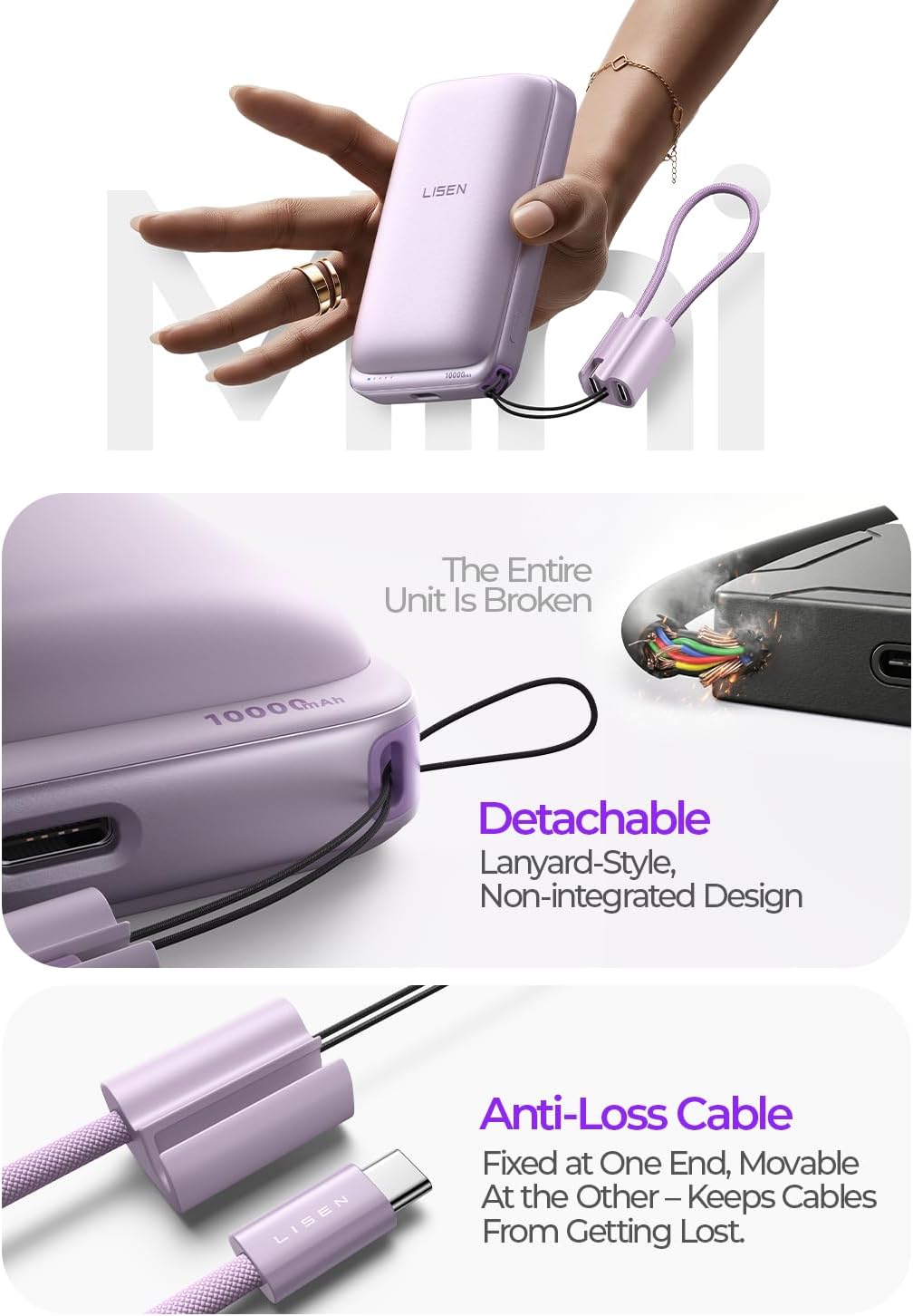 LISEN Qi2.2 25W for Magsafe Power Bank (Purple)