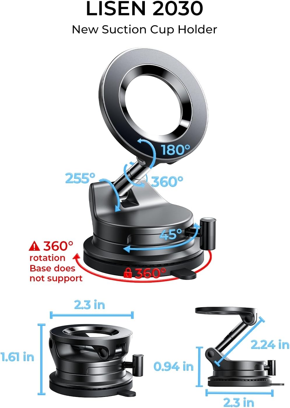 LISEN for Magsafe Car Mount, Magnetic Car Accessories for Women Men Jeep Truck
