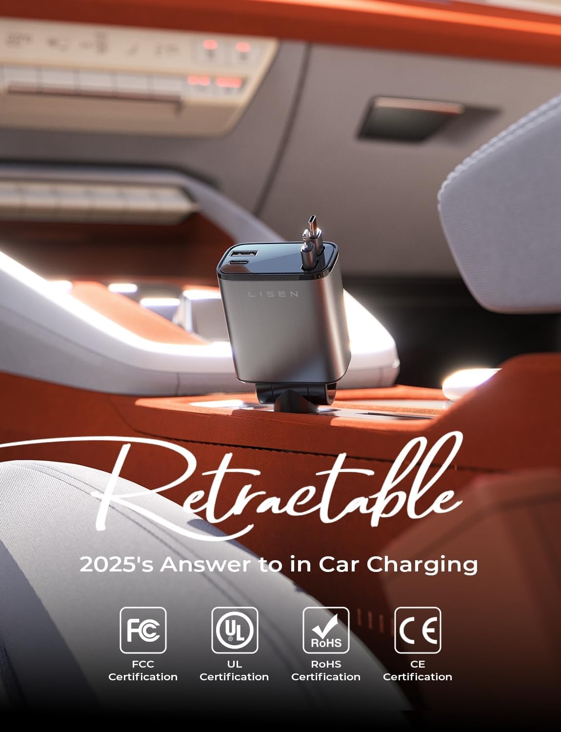 LISEN Retractable 84W Fast Car Charger
