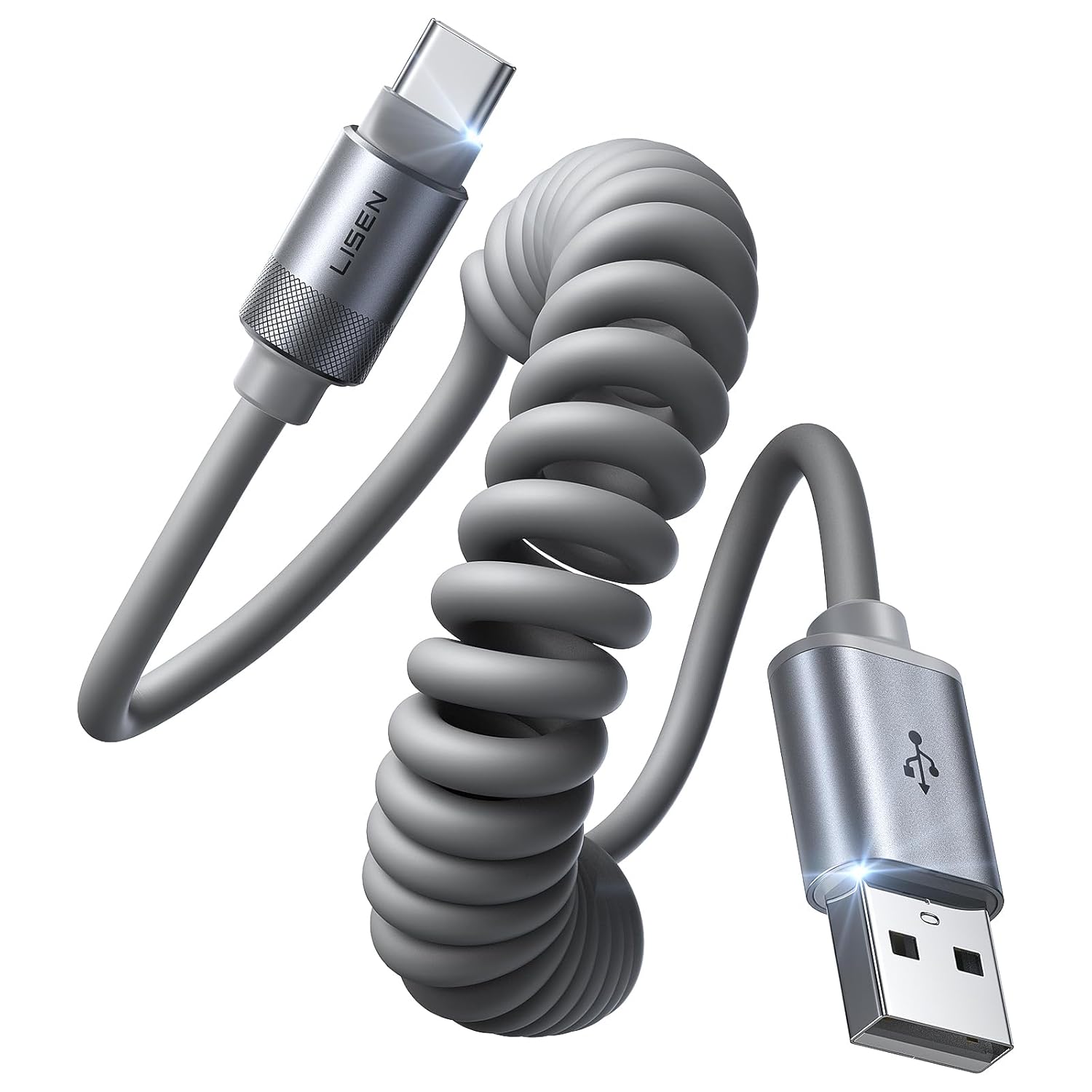 LISEN Aufgerolltes USB-C Kabel 2-Pack