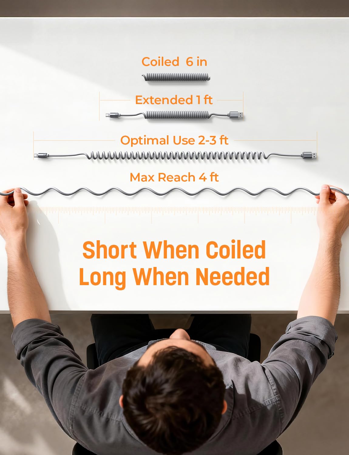 LISEN Coiled USB A to C Cable (2 Pack)