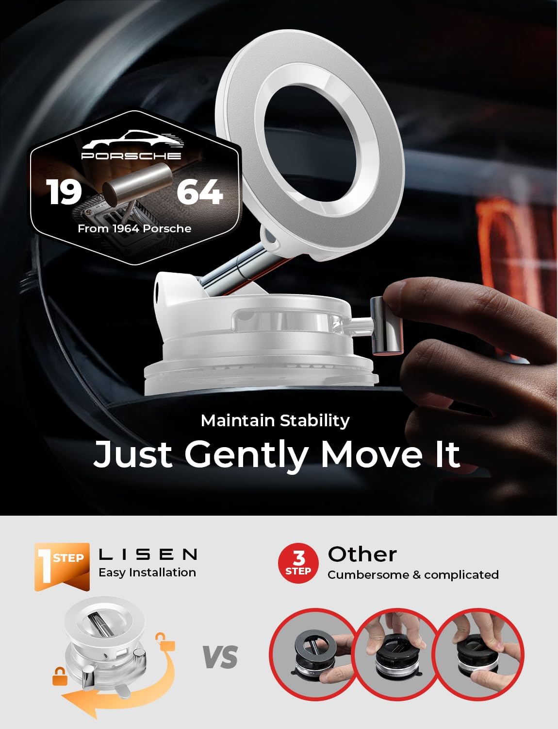 LISEN for Magsafe Car Mount, Magnetic Car Accessories for Women Men Jeep Truck