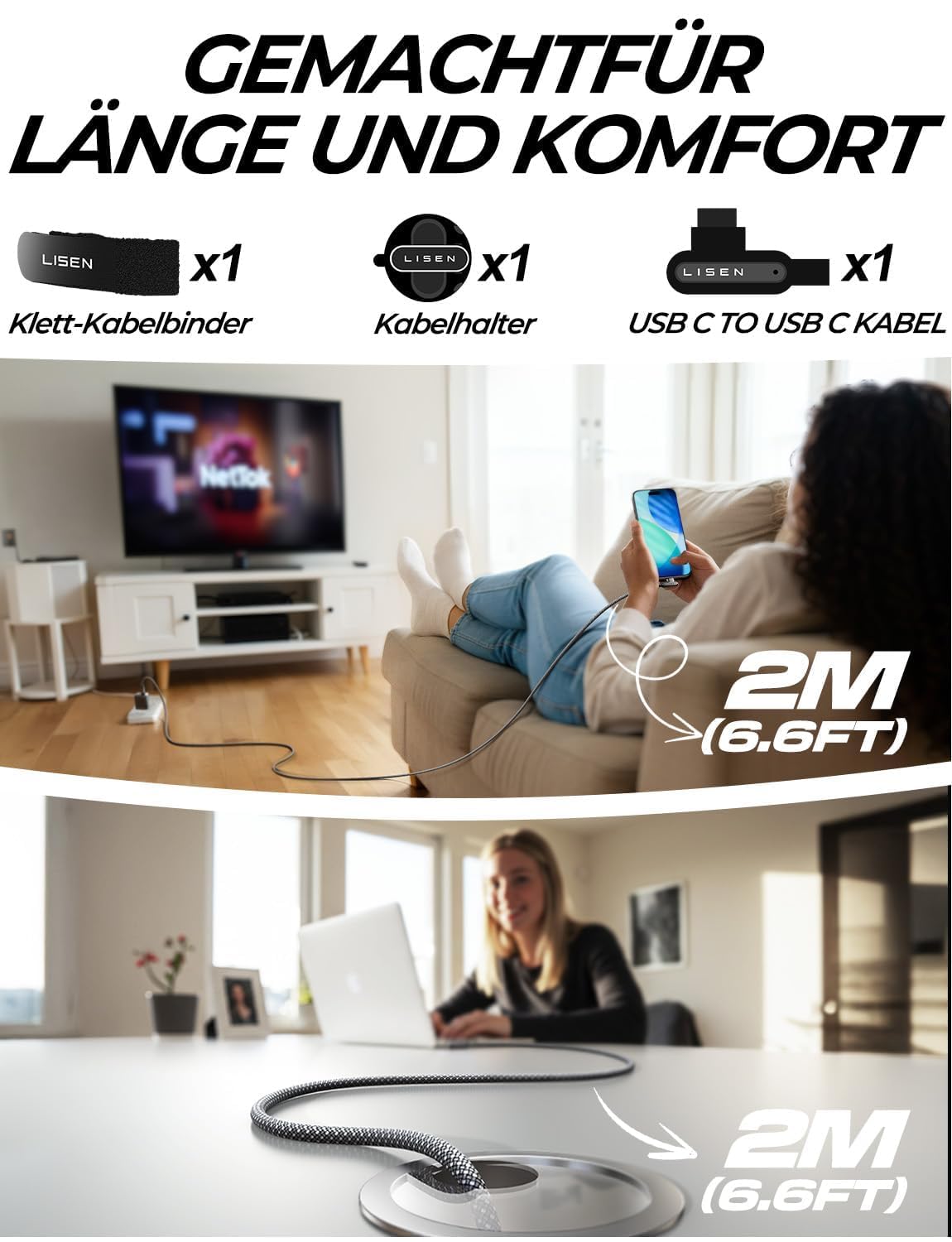 LISEN 240W USB C Kabel 2M