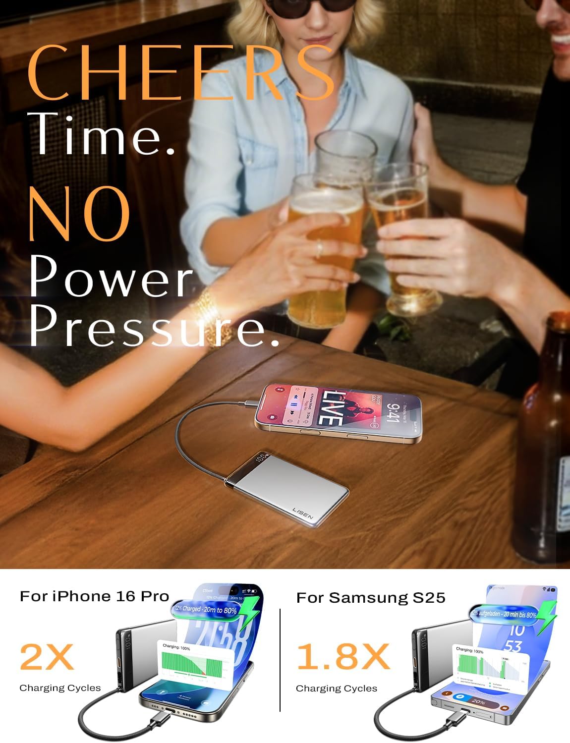 LISEN for iPhone 17 Portable Charger