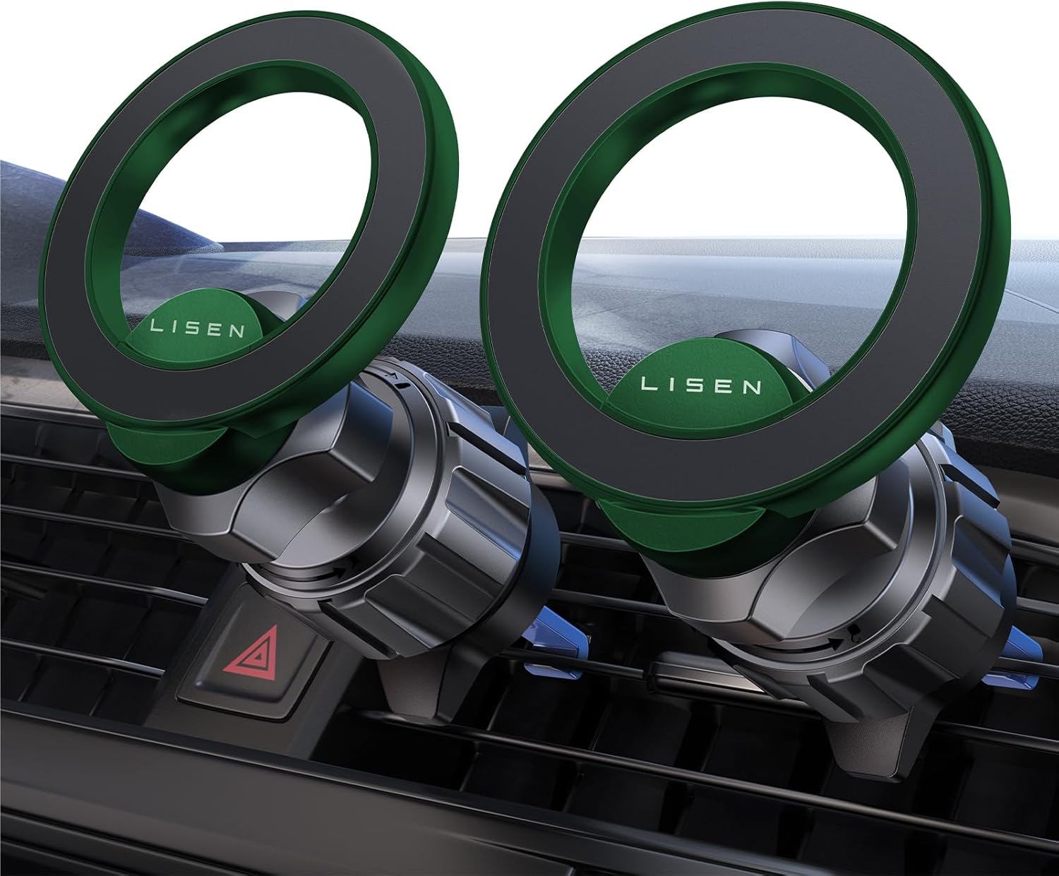 LISEN 2 Pack Fits MagSafe Car Mount - [24 Super Magnets] Magnetic Car Phone Mount, Air Vent Phone Holder Car, Hands Free Cell Phone Holder Clip for iPhone 15 14 13 Pro Plus Max Mini Mag Safe Case