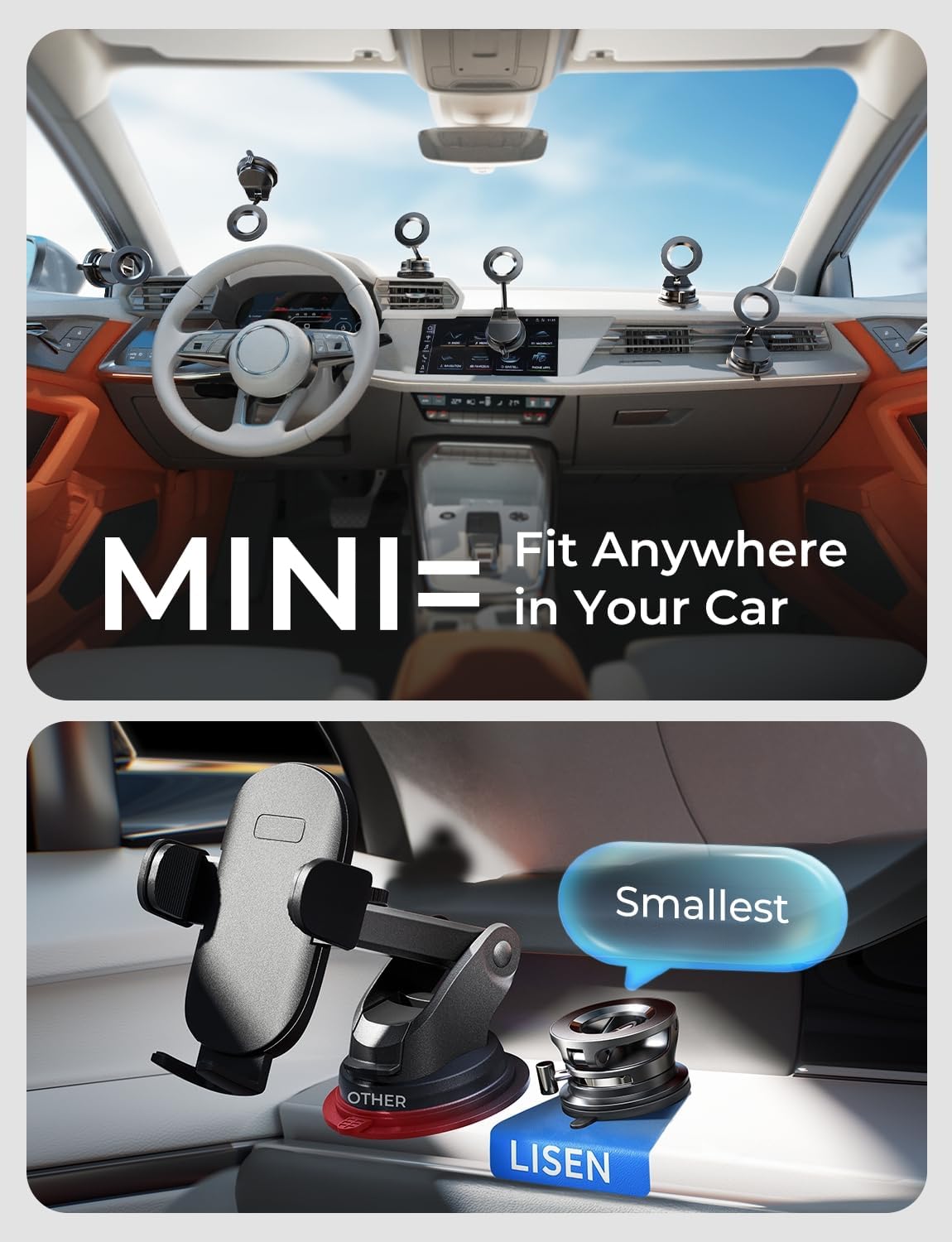 LISEN for Magsafe Car Mount, Magnetic Car Accessories for Women Men Jeep Truck