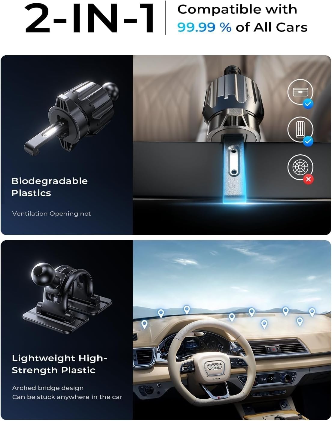 LISEN for Qi2 15W MagSafe Car Mount Charger