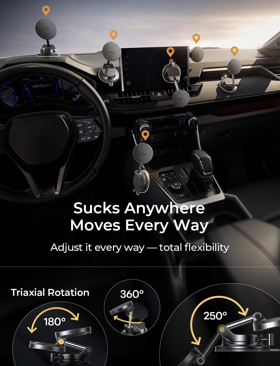 LISEN for Qi2.2 25W MagSafe Car Mount Charger,Magnetic Wireless Car Charger