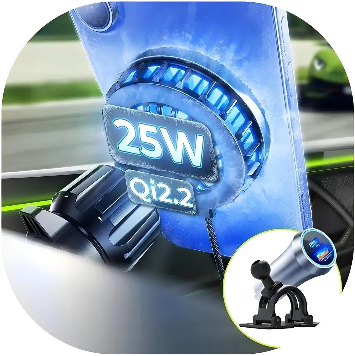 LISEN Qi2.2 25W MagSafe Car Mount Charger, TEC Cooling for iPhone 12‑17