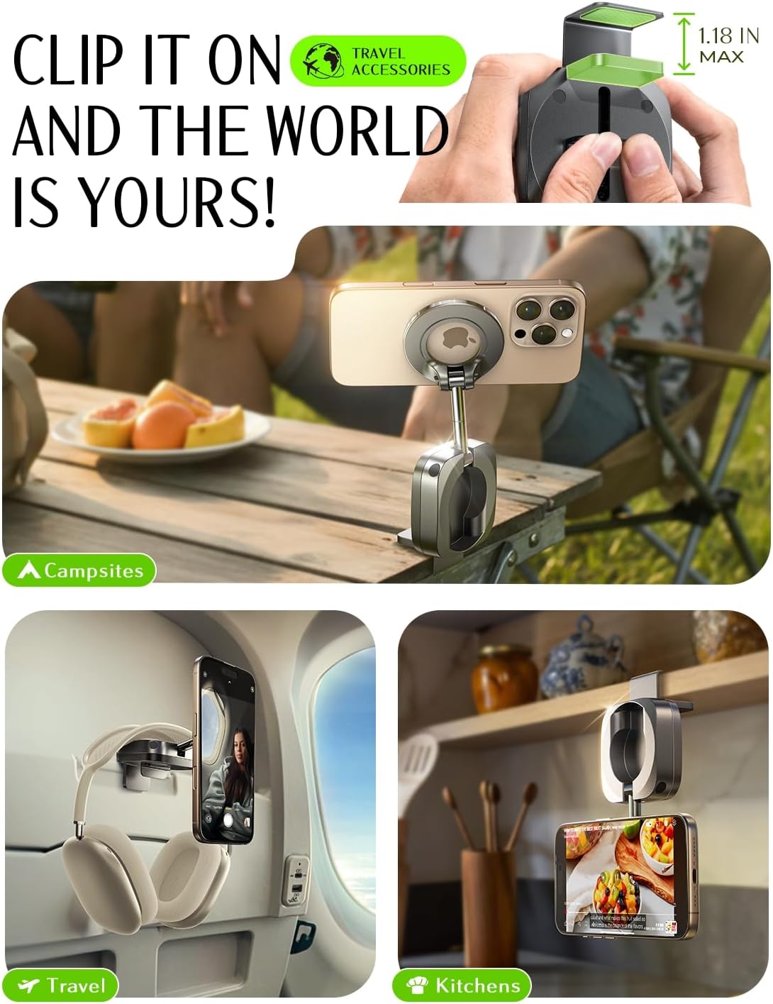 LISEN Universal Flight Airplane Phone Holder Mount for Magsafe
