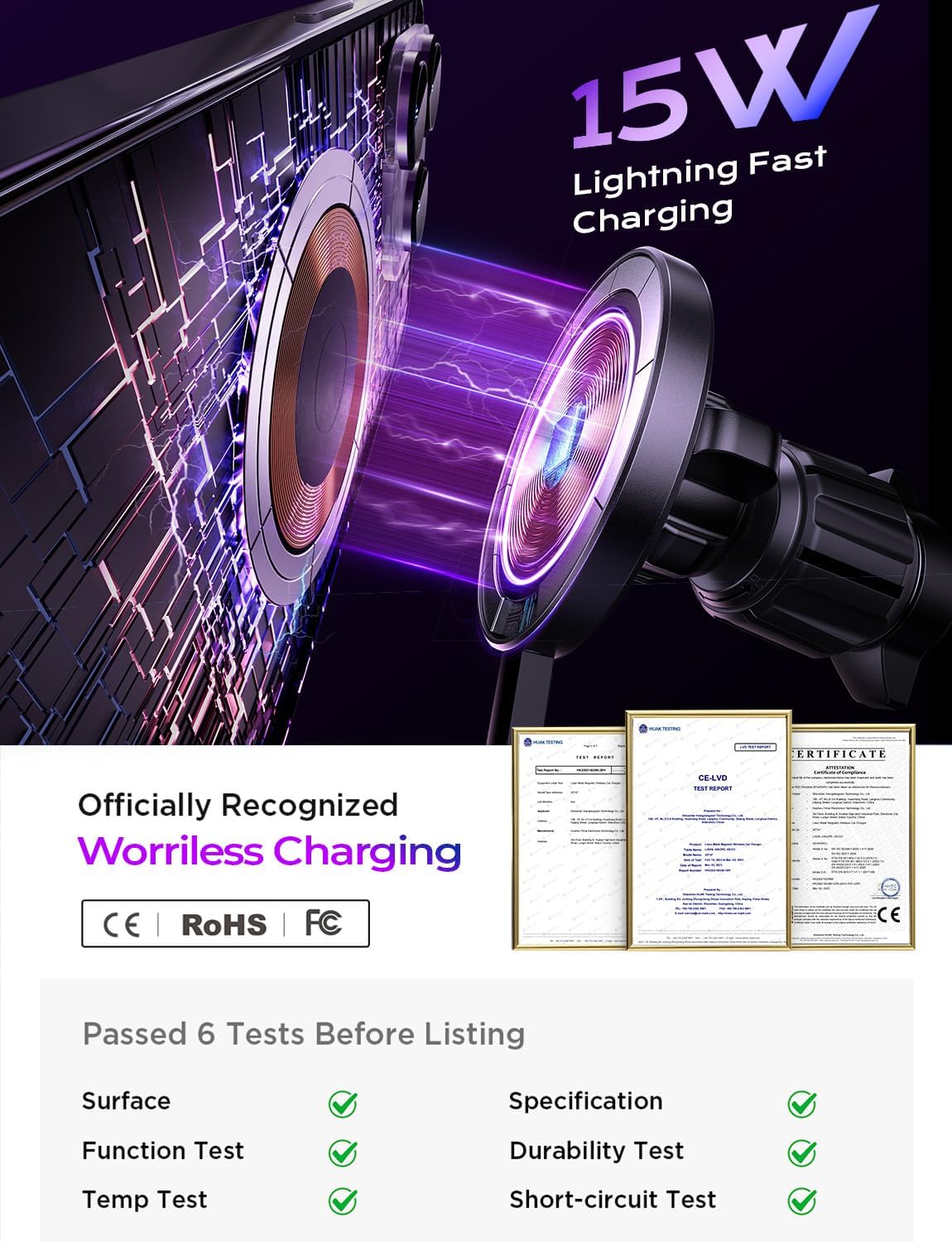 Lisen Magsafe 車載ワイヤレス充電器