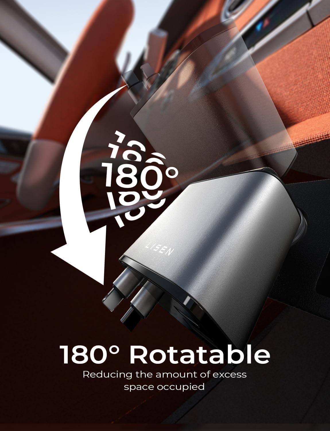 LISEN Retractable Car Charger, [2026 Upgrade 50 inch ] Long 4 in 1 Retractable Cable Car Charger