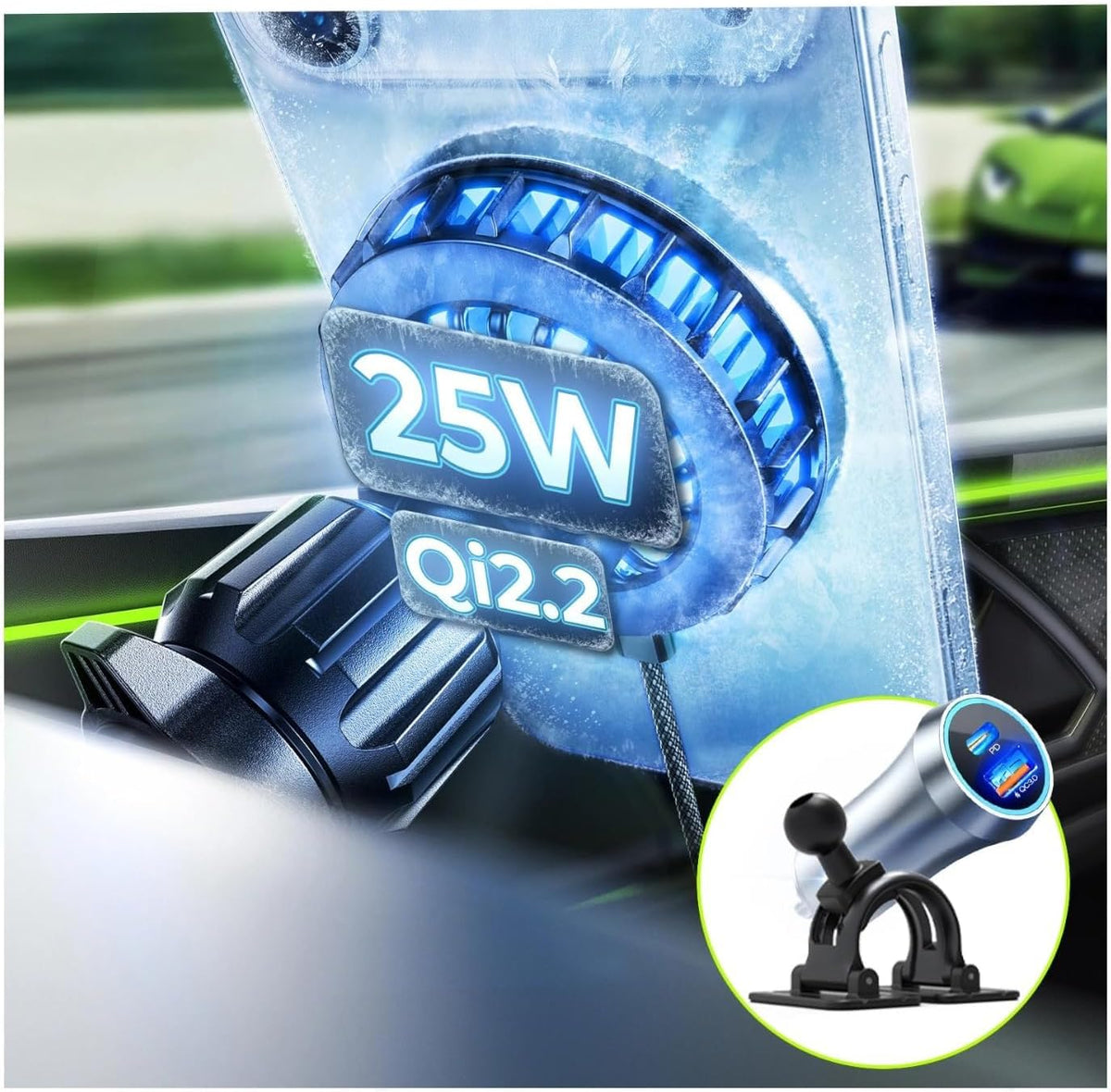 LISEN for iPhone 18 Pro Max Car Charger Mount Holder for Qi2.2 25W Cooling