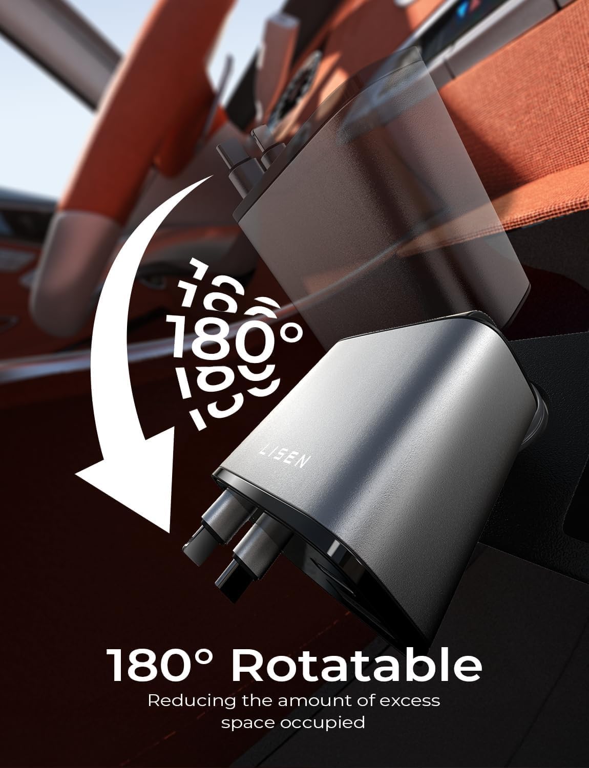 LISEN 84W Retractable Car Charger USB C Cigarette