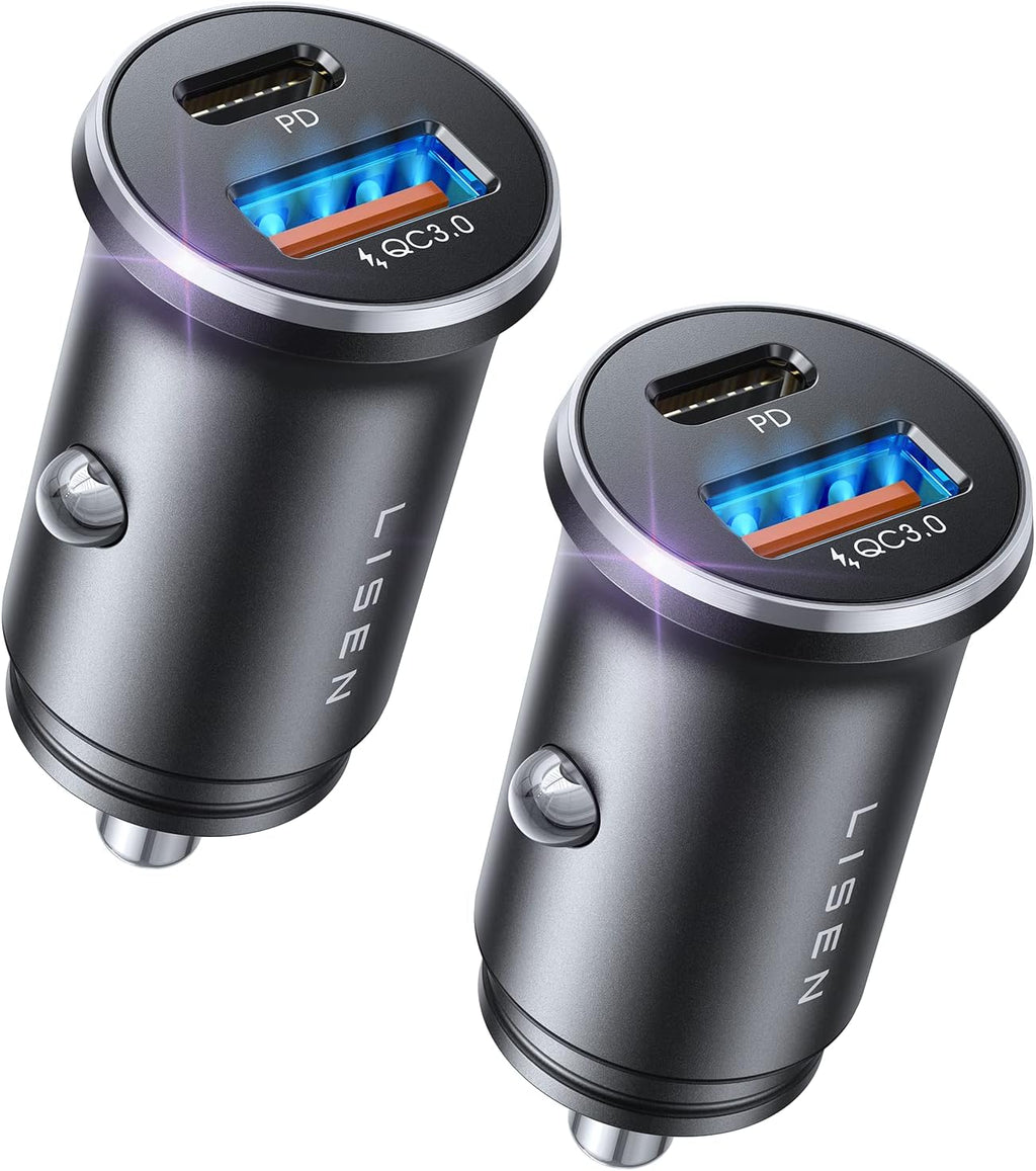 usb car no cigarette li LISEN 2-Pack USB C Car Charger 54W Car Cigarette Lighter USB Charger