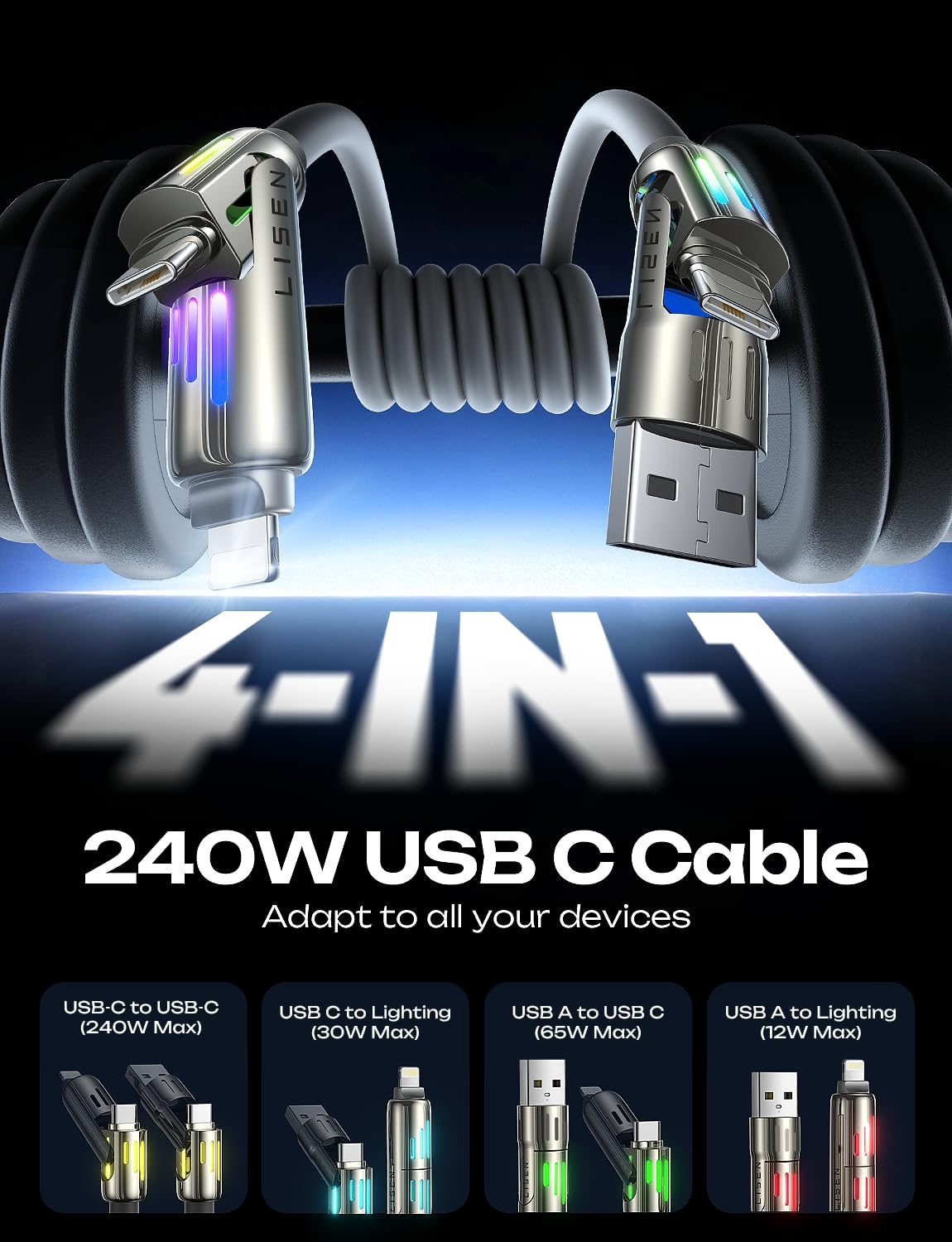 LISEN 240W Chubby Cable (6.6FT)