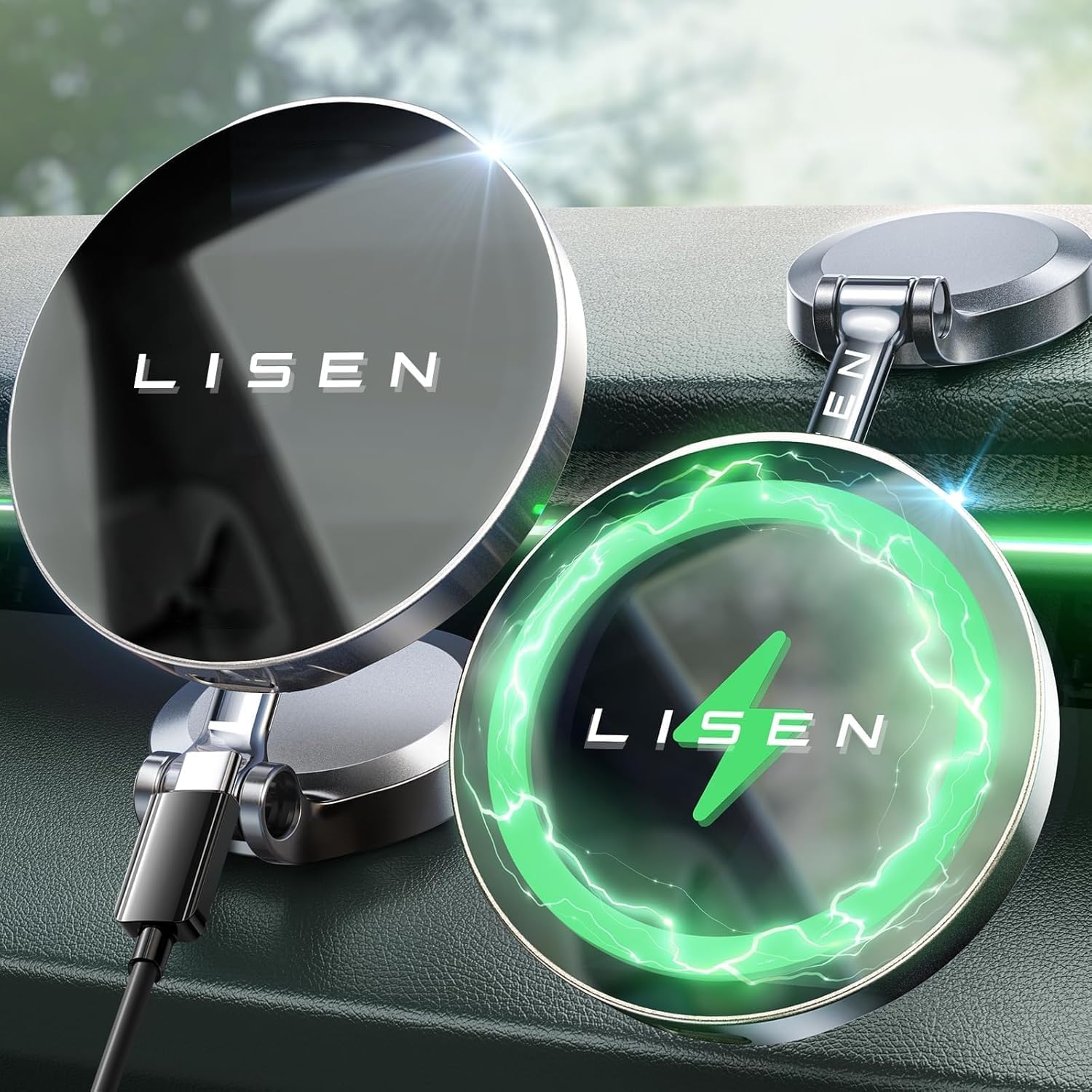 LISEN for Magsafe Car Charger Dashboard,360° Rotatable Mag Safe Charger Car Mount