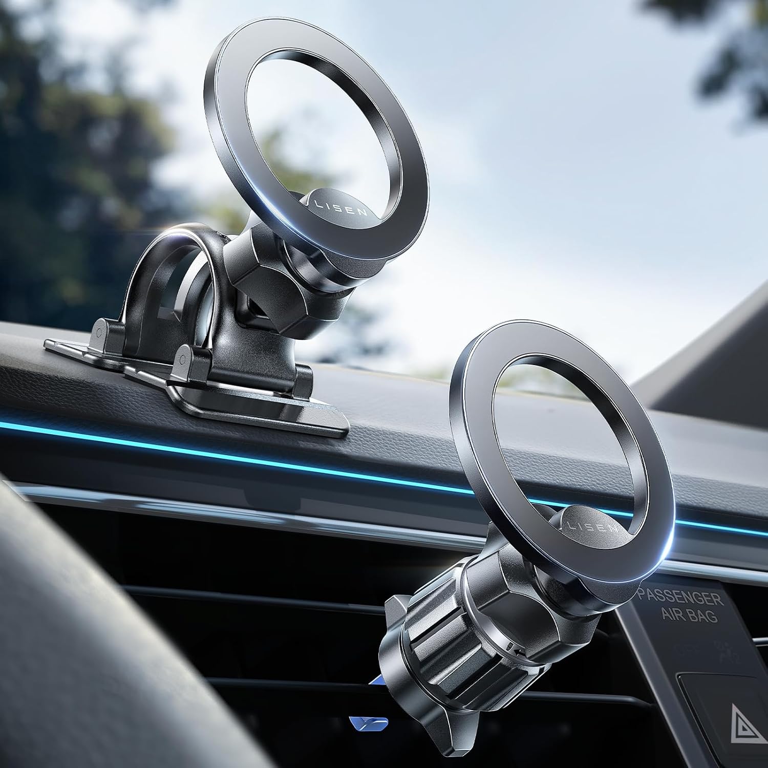 LISEN for MagSafe Car Mount,Magnetic Phone Holder Car,2-in-1 Vent Dashboard