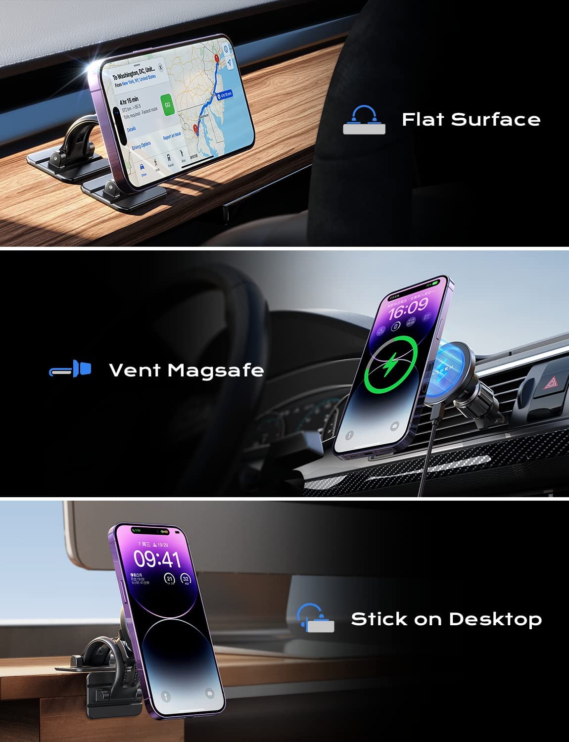 LISEN Cargador de coche MagSafe para coche, soporte de cargador inalámbrico  de 15 W, manos libres para iPhone 14 13 12 Pro Max Plus Mini MagSafe Case