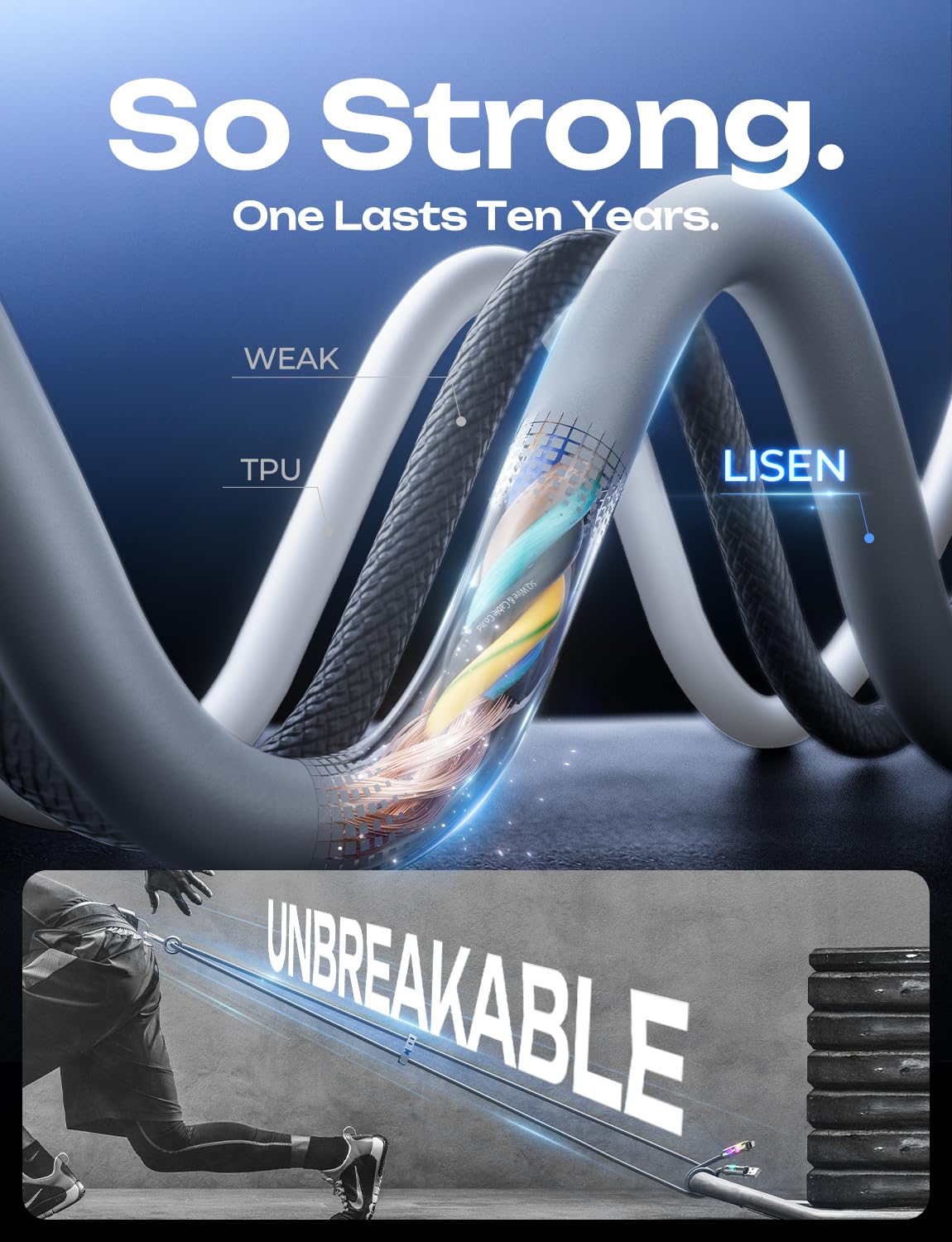 LISEN 240W 4-in-1 USB-C Cable [6.6FT]