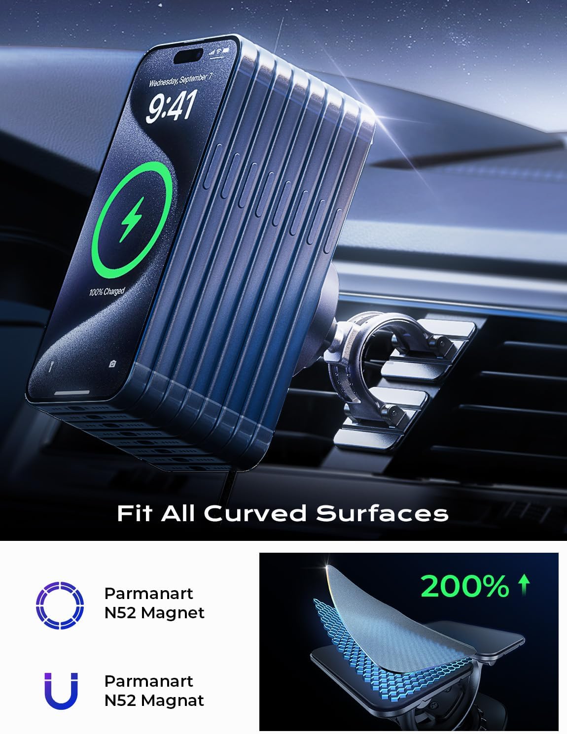 LISEN for 15W MagSafe Car Mount Charger,Wireless Car Charger