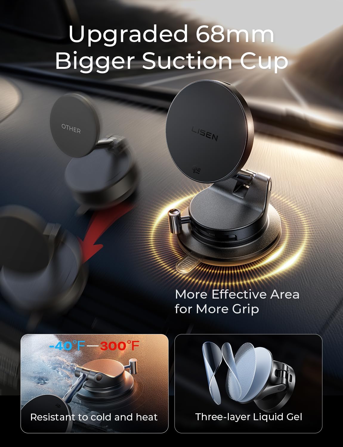 LISEN for Qi2.2 25W MagSafe Car Mount Charger,Magnetic Wireless Car Charger