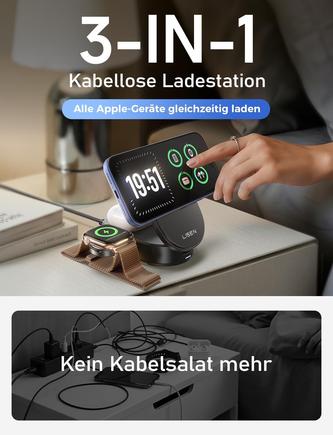 LISEN 3 in 1 MagSafe Ladestation Apple