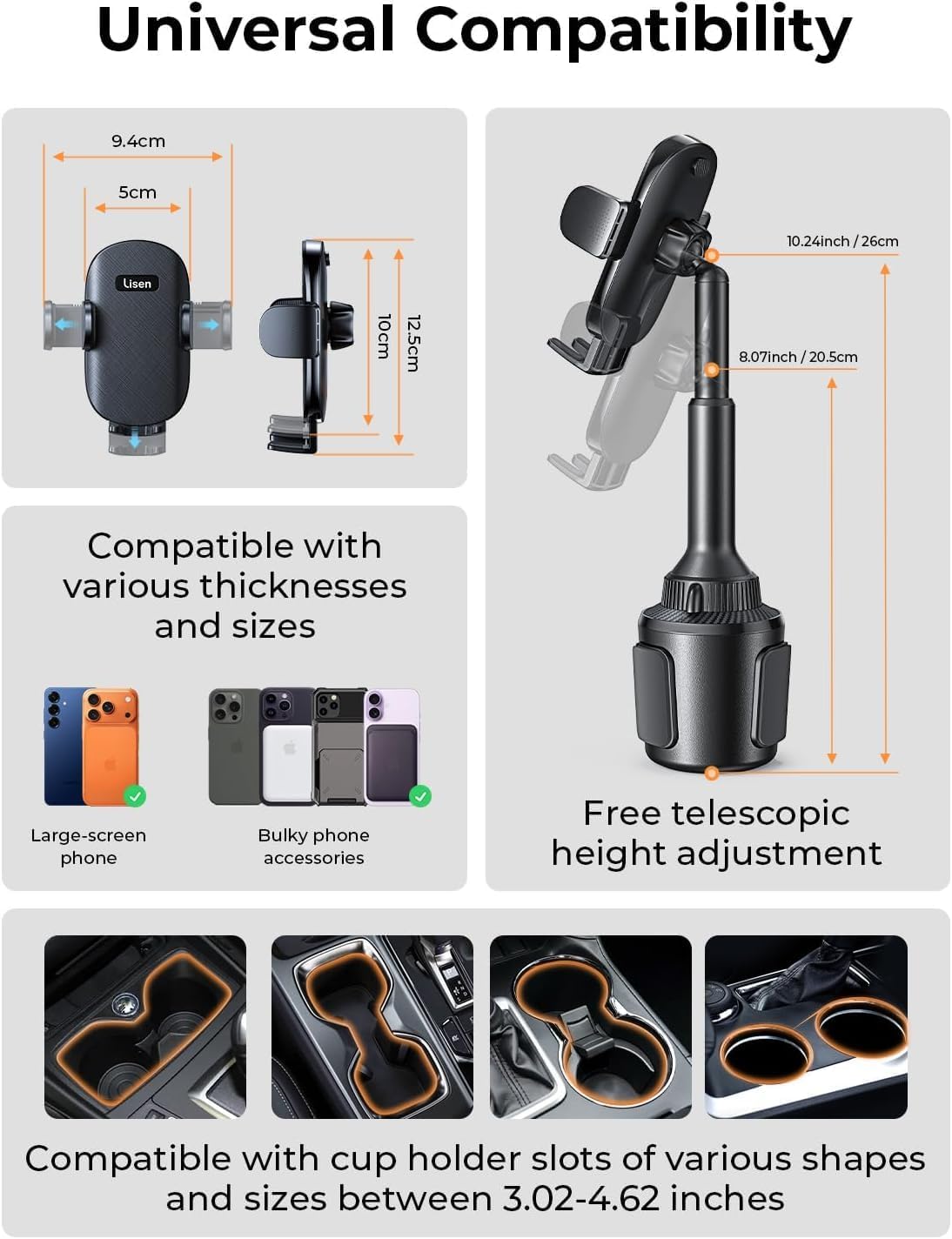 Lisen Cup Holder Phone Mount for Car