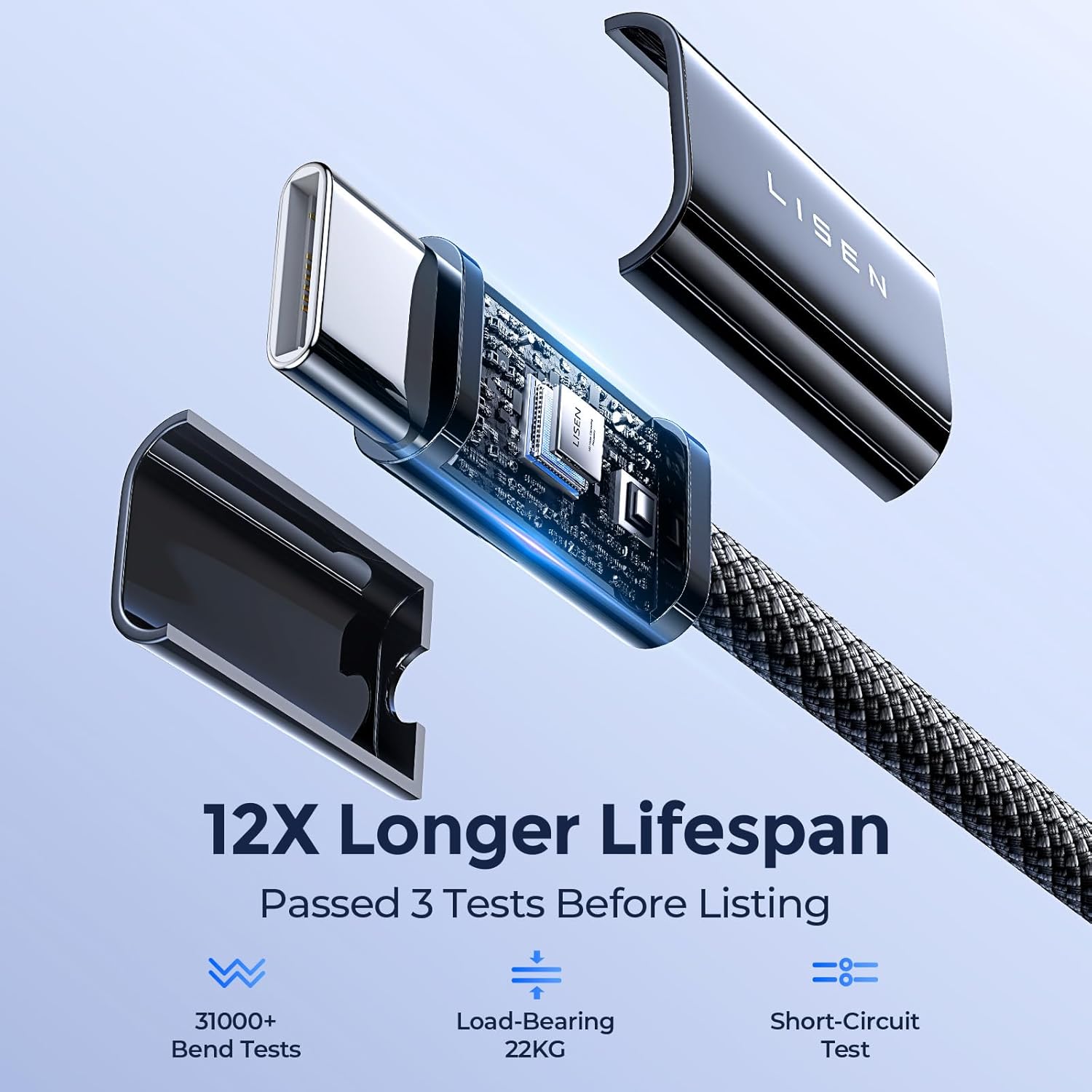 LISEN 2 Pack 240W USB C to USB C Cable 1M Charger Cable Black