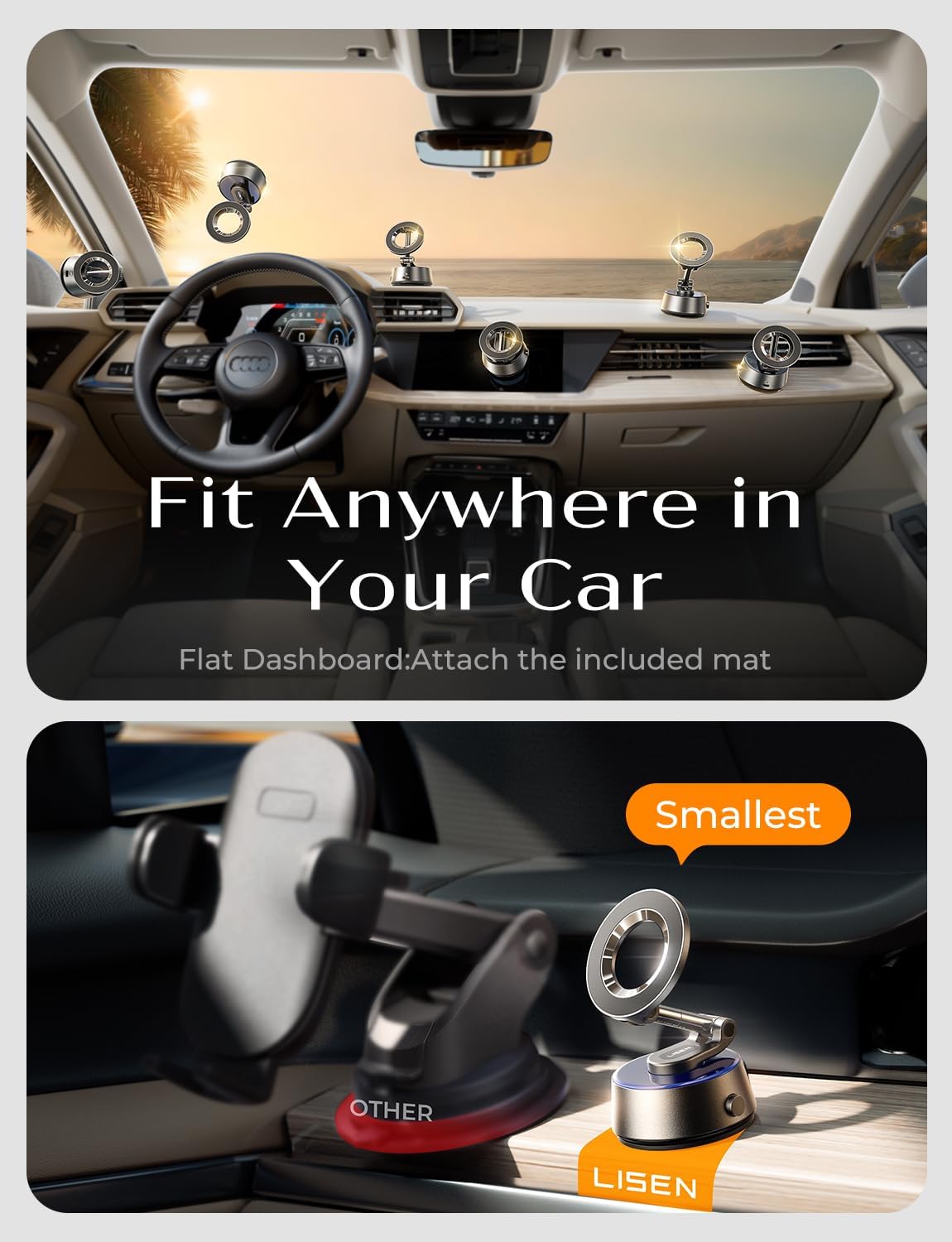 LISEN Suction Phone Mount【2026 Auto Vacuum 3.0】