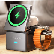 LISEN Qi2 3-in-1 MagSafe Foldable Charging Station
